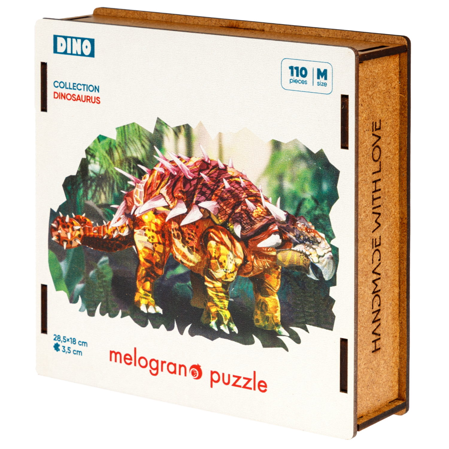 Деревянные пазлы Collection Dinosaurs Динозавр Анкелозавр, 110 деталей, 28,5х18 см, 8+