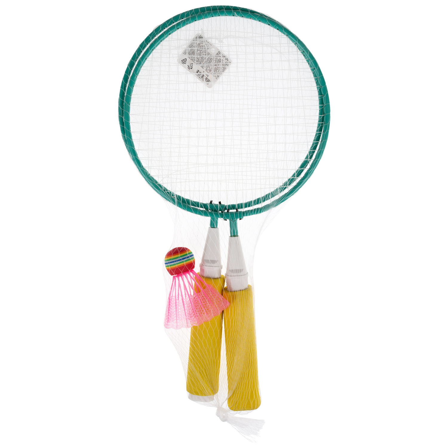 Бадминтон 1TOY 2 ракетки с мягкими ручками, 1 волан, желтый