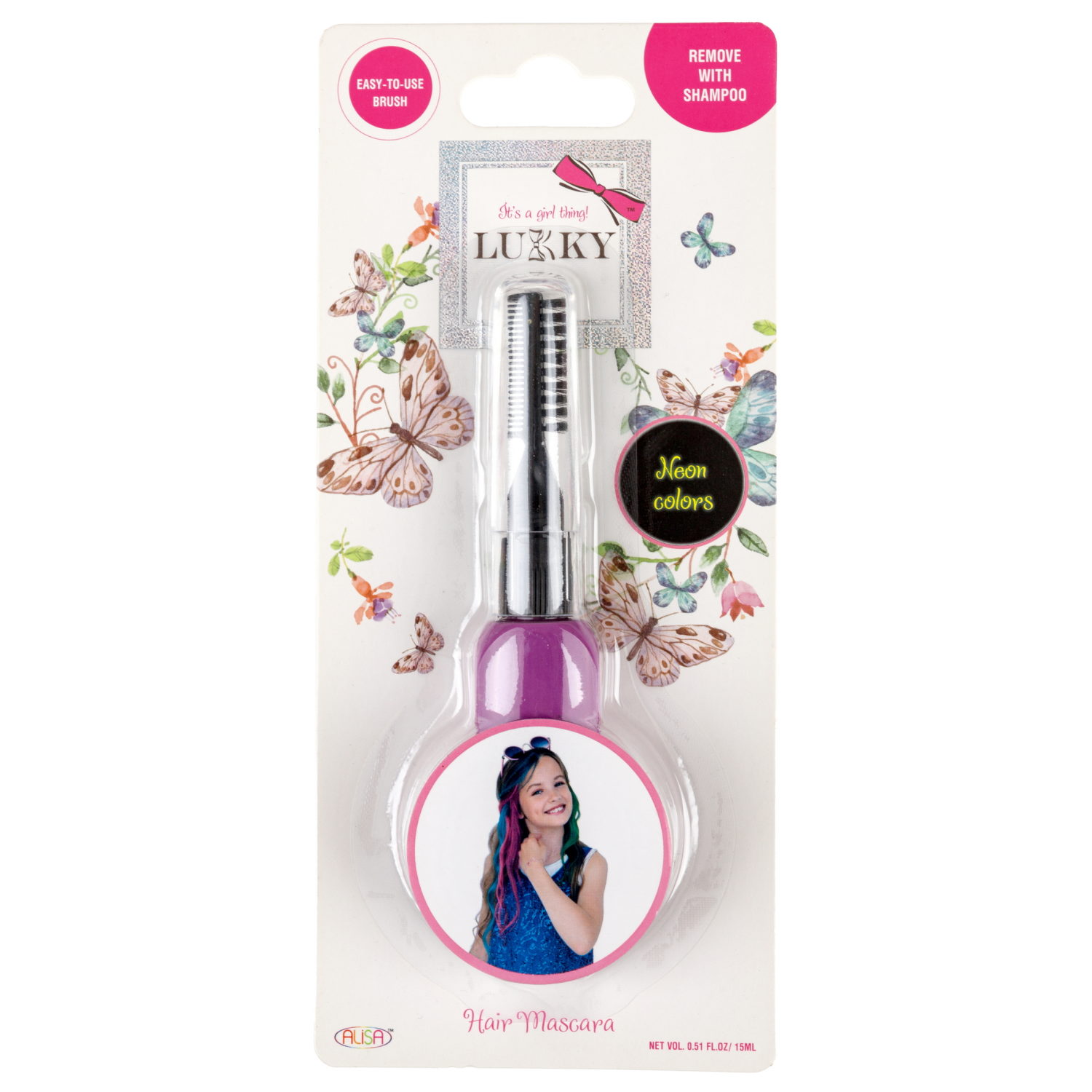 Тушь для волос LUKKY, неоновые цвета: фиолетовый
