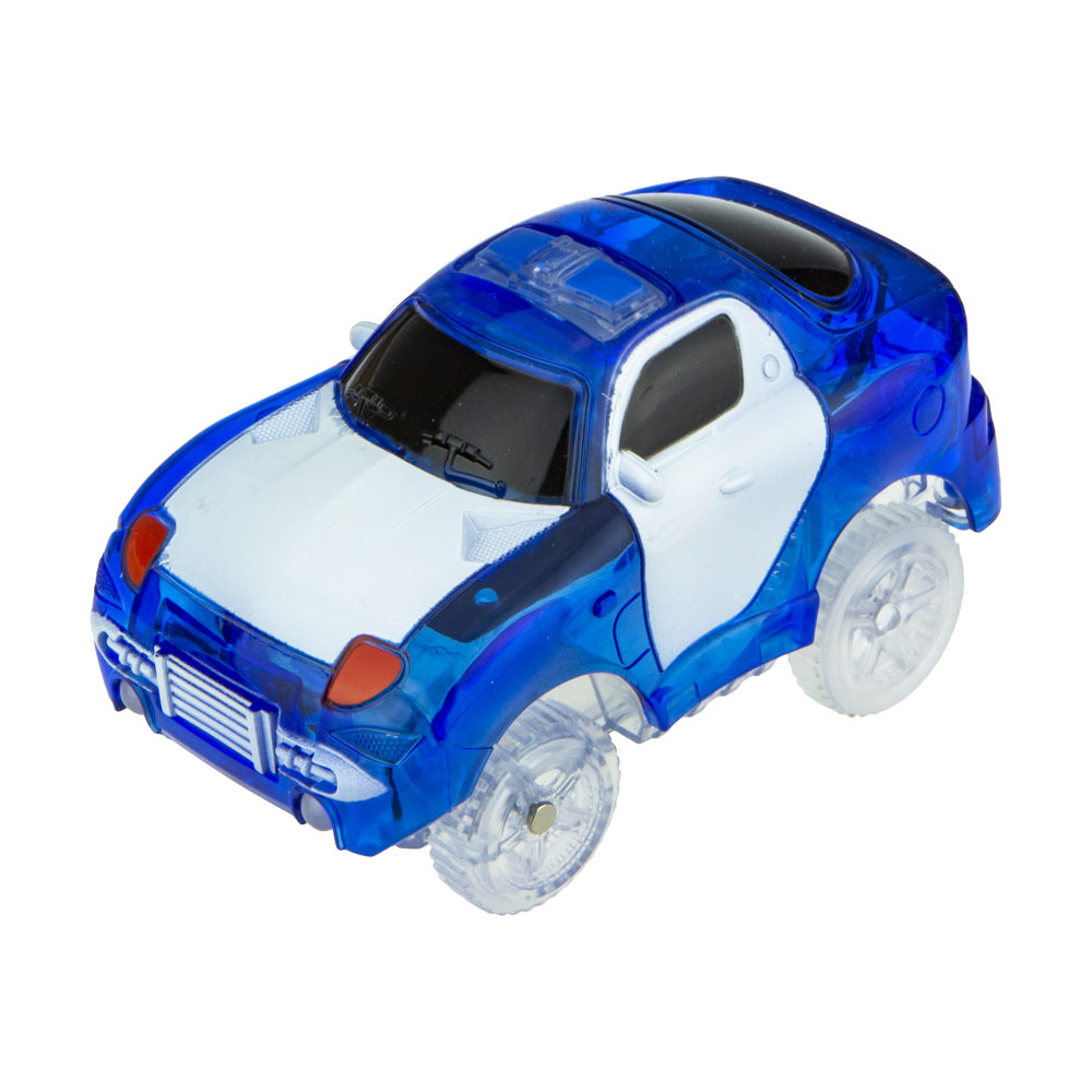 1toy гибкий трек синяя патрульная машина, с 5 ламп., на блист.,15,5*18см