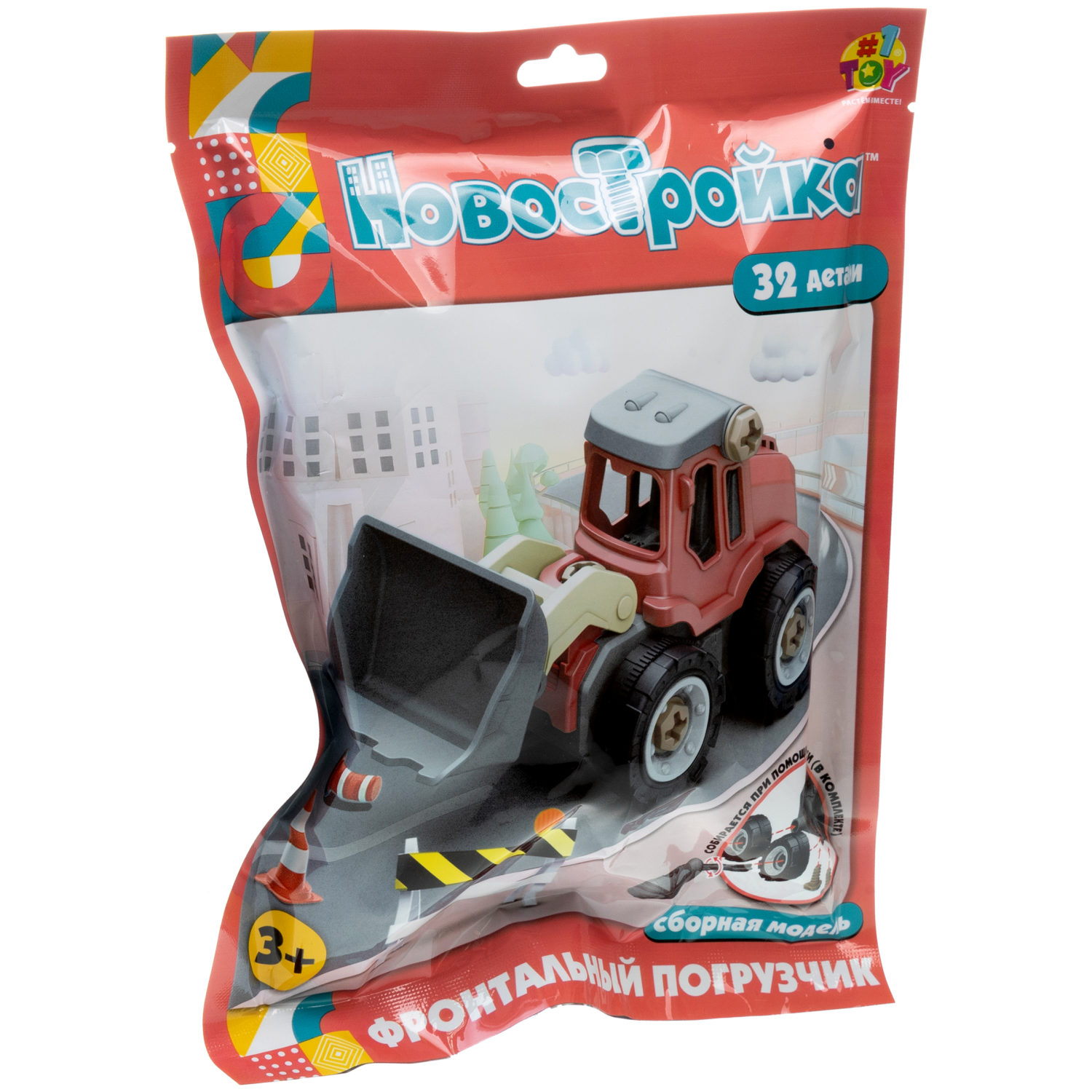 Трактор игрушка 1TOY Новостройка конструктор машинка, 32 деталей