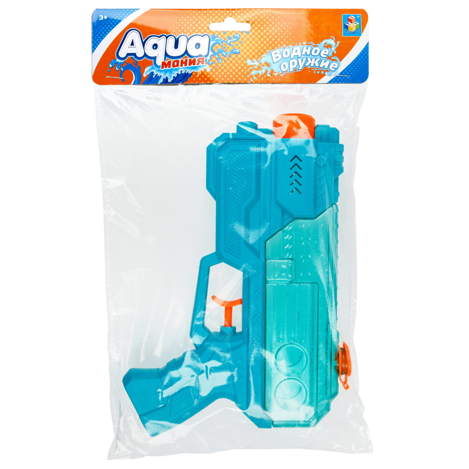 Водный пистолет 1TOY Аквамания, 21*15 см, голубой