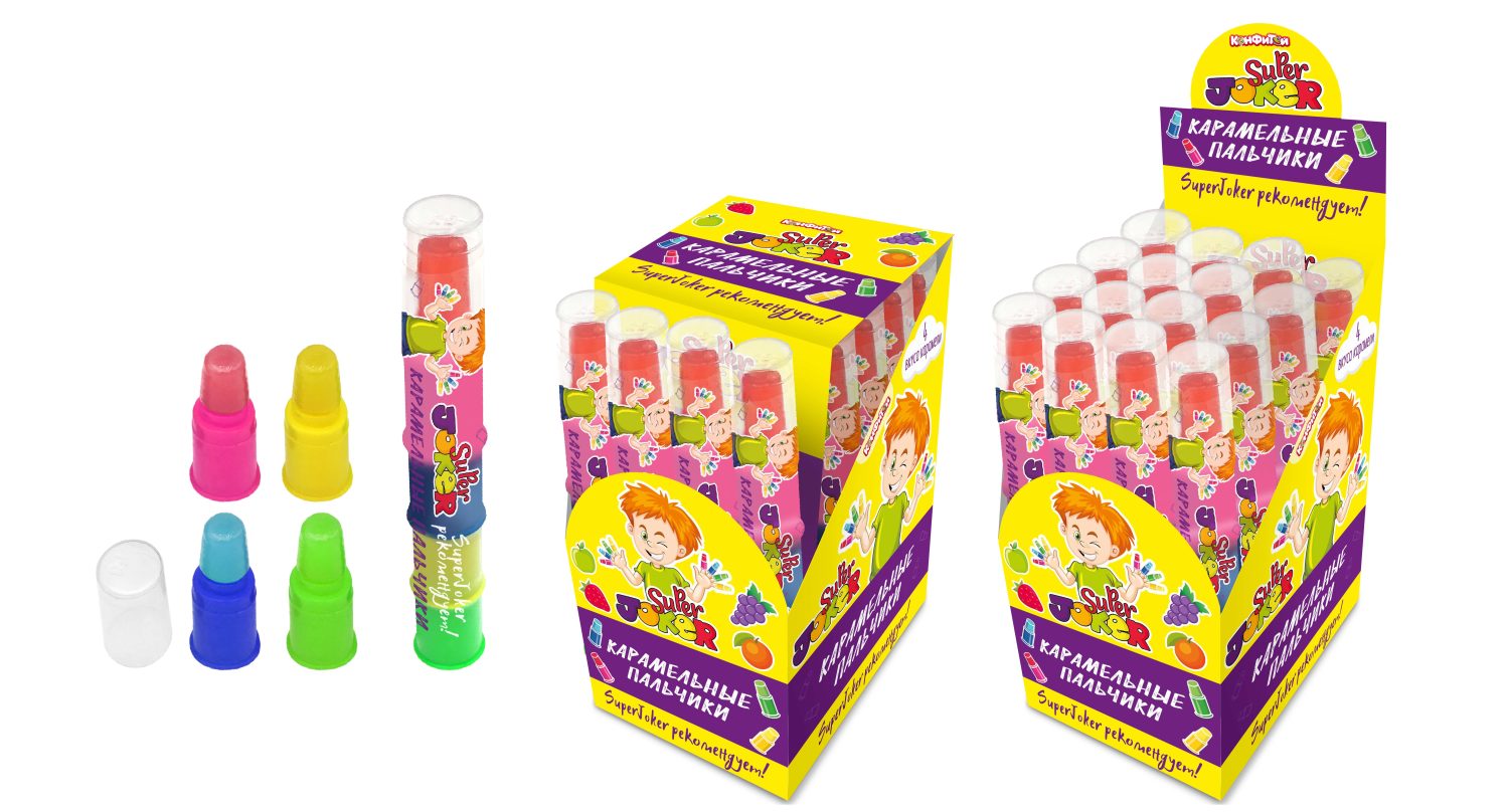 SUPER JOKER Карамельные пальчики, блок 20 шт. (10г х 20 х 30)