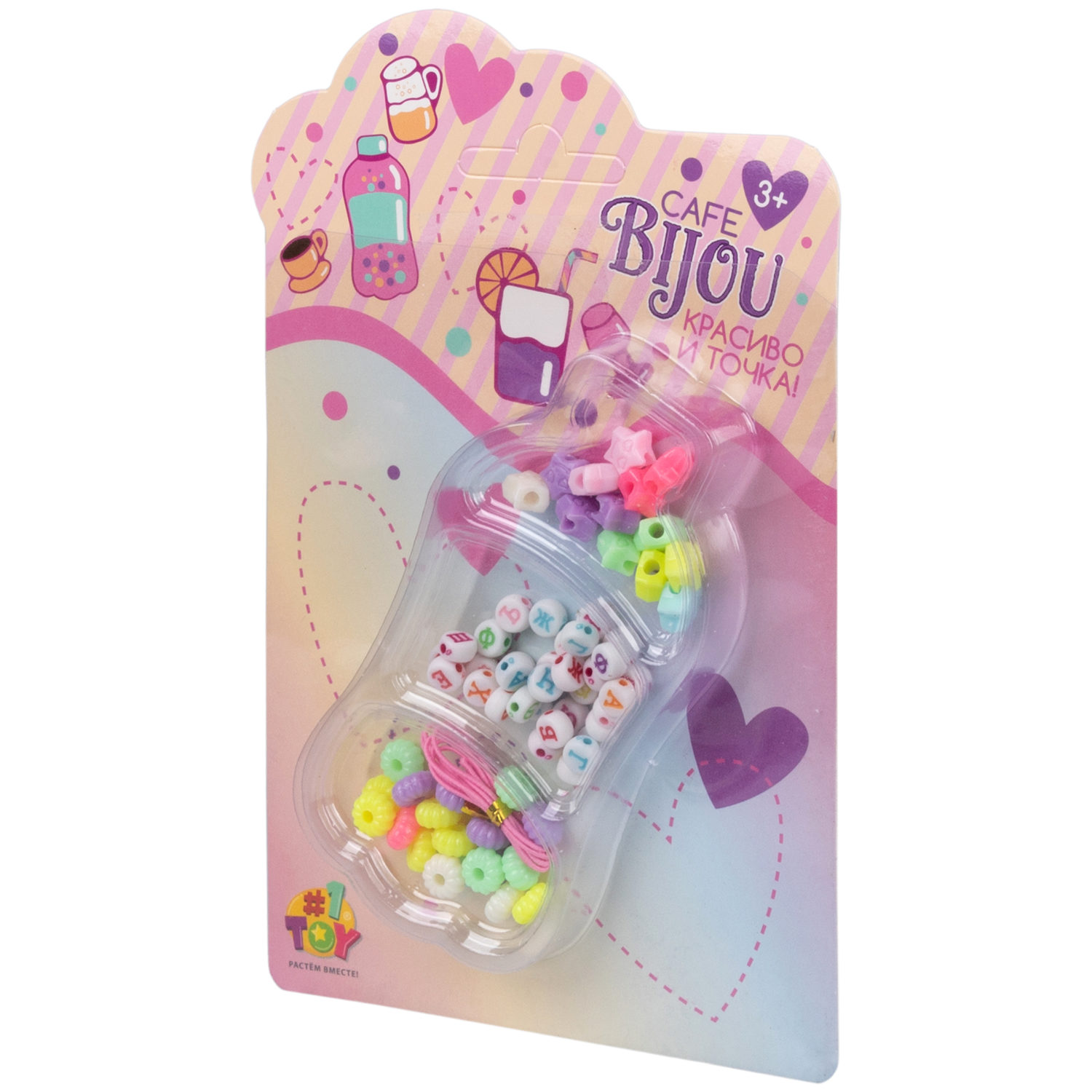 1TOY наб.бусин."Café Bijou" напитки 5 видов в асс., блистер 12*19см, 20 шт.в дб.