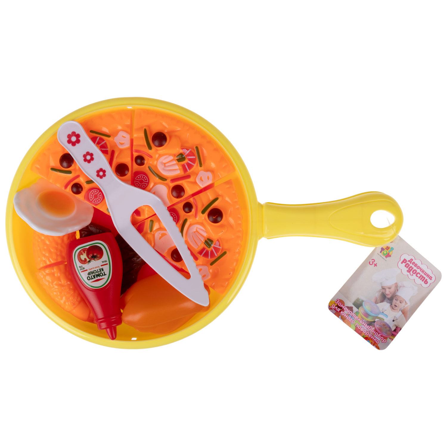 1TOY ДЕВОЧКИНА РАДОСТЬ Набор продуктов в сковороде "Пиццерия", 30х19 см.