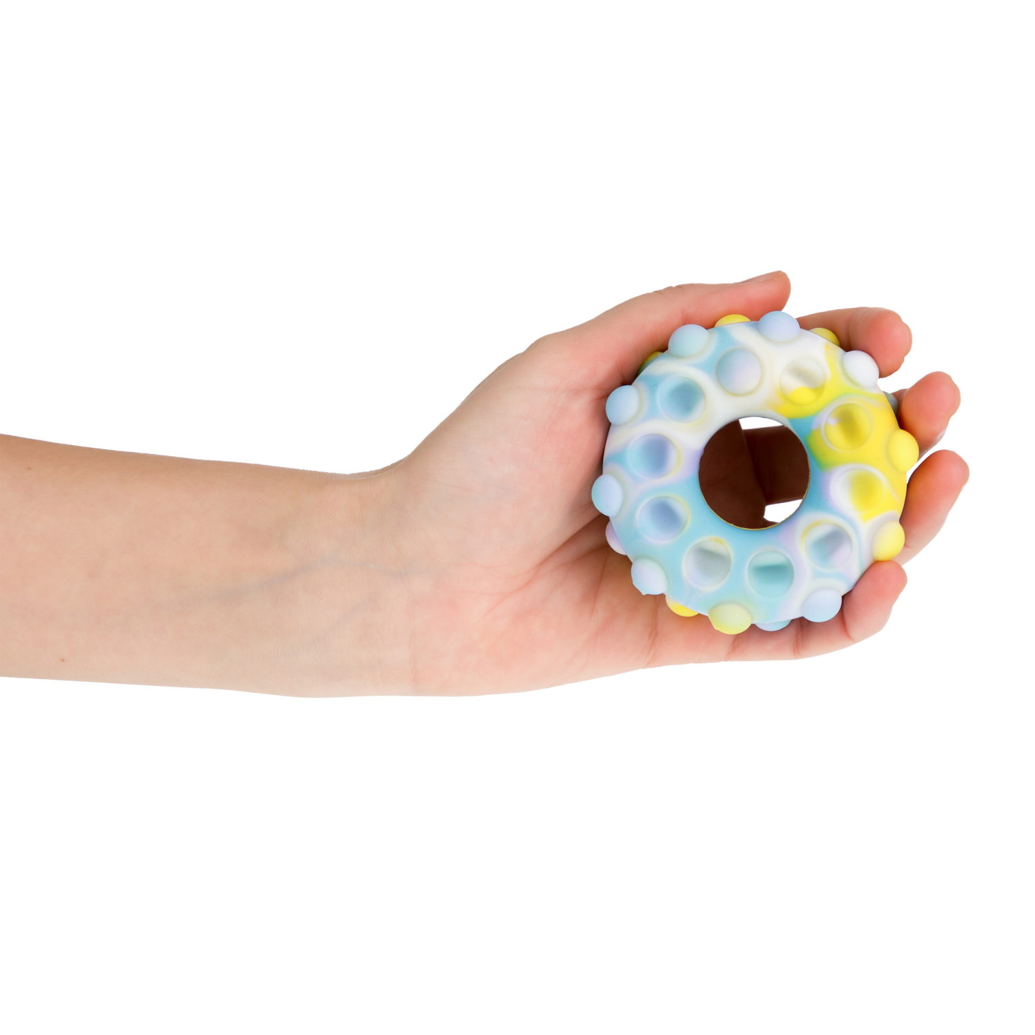 1toy Жмяка Hit Pop It  "Пончик" 7 см (жёлтый, фиолетовый, голубой)