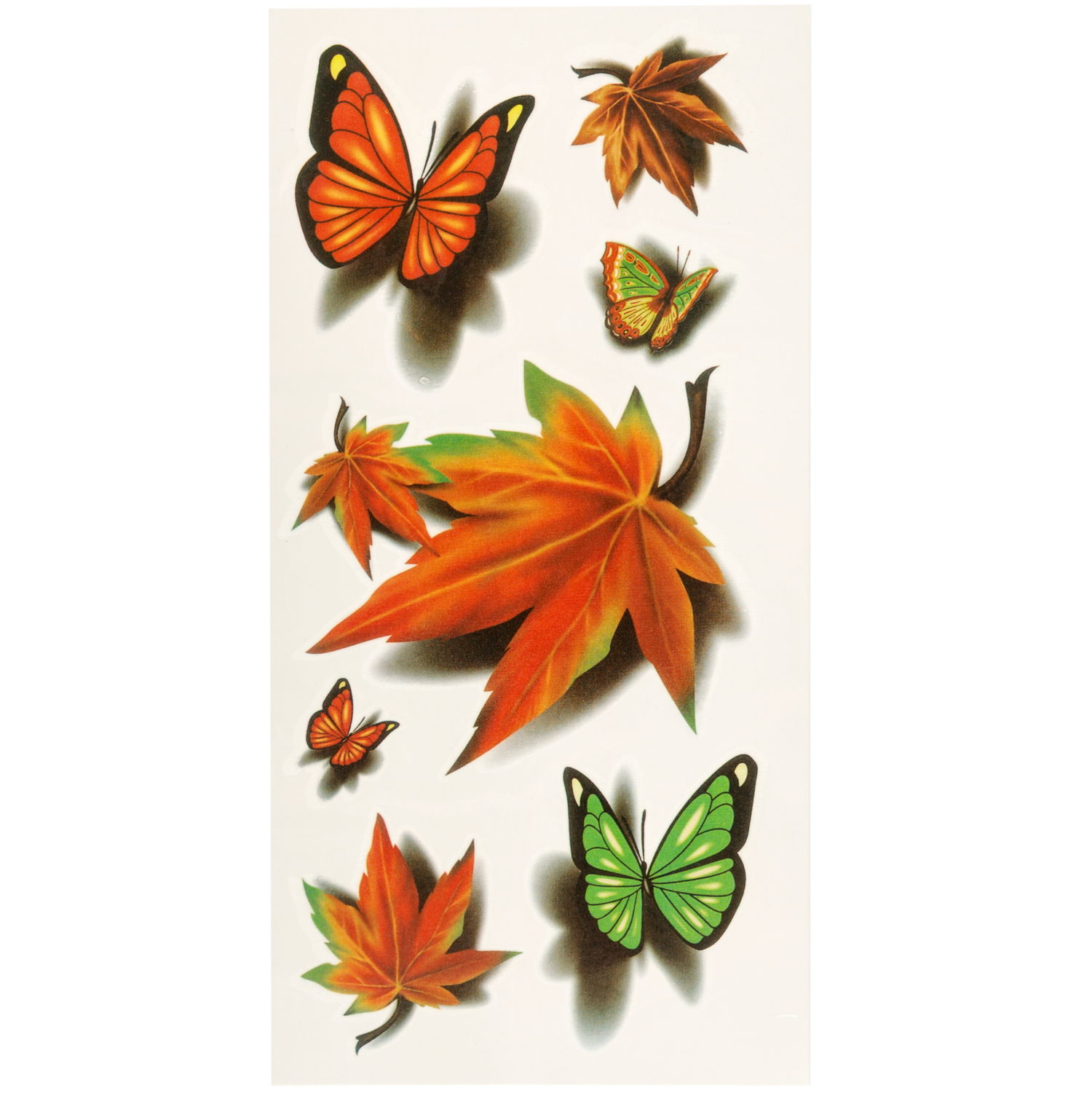 LUKKY FASHION набор тату 3D, бабочки, листья, 9х18см