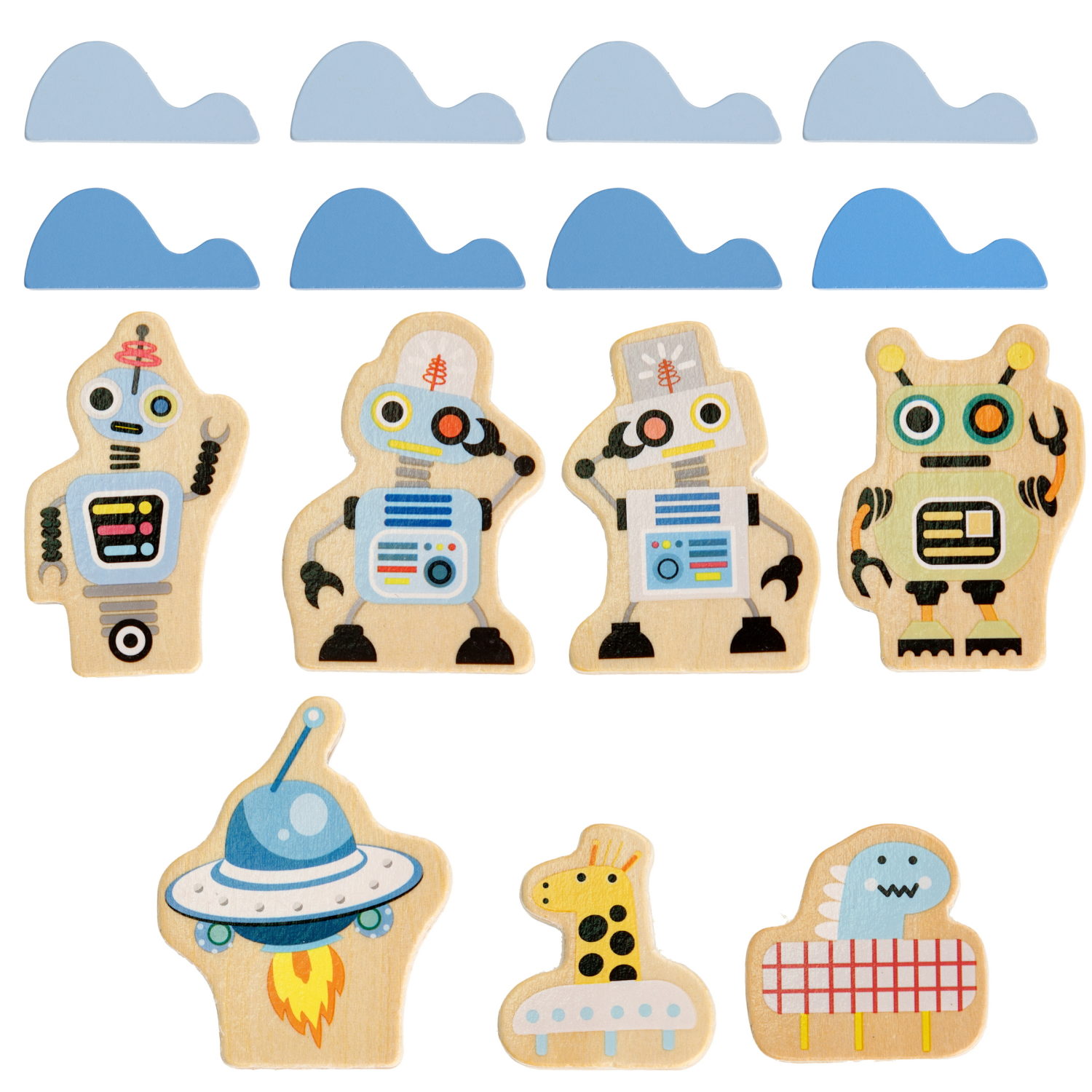 Деревянная железная дорога 1TOY GOODOK "Космопорт" с электропоездом и аксессуарами, 89 деталей