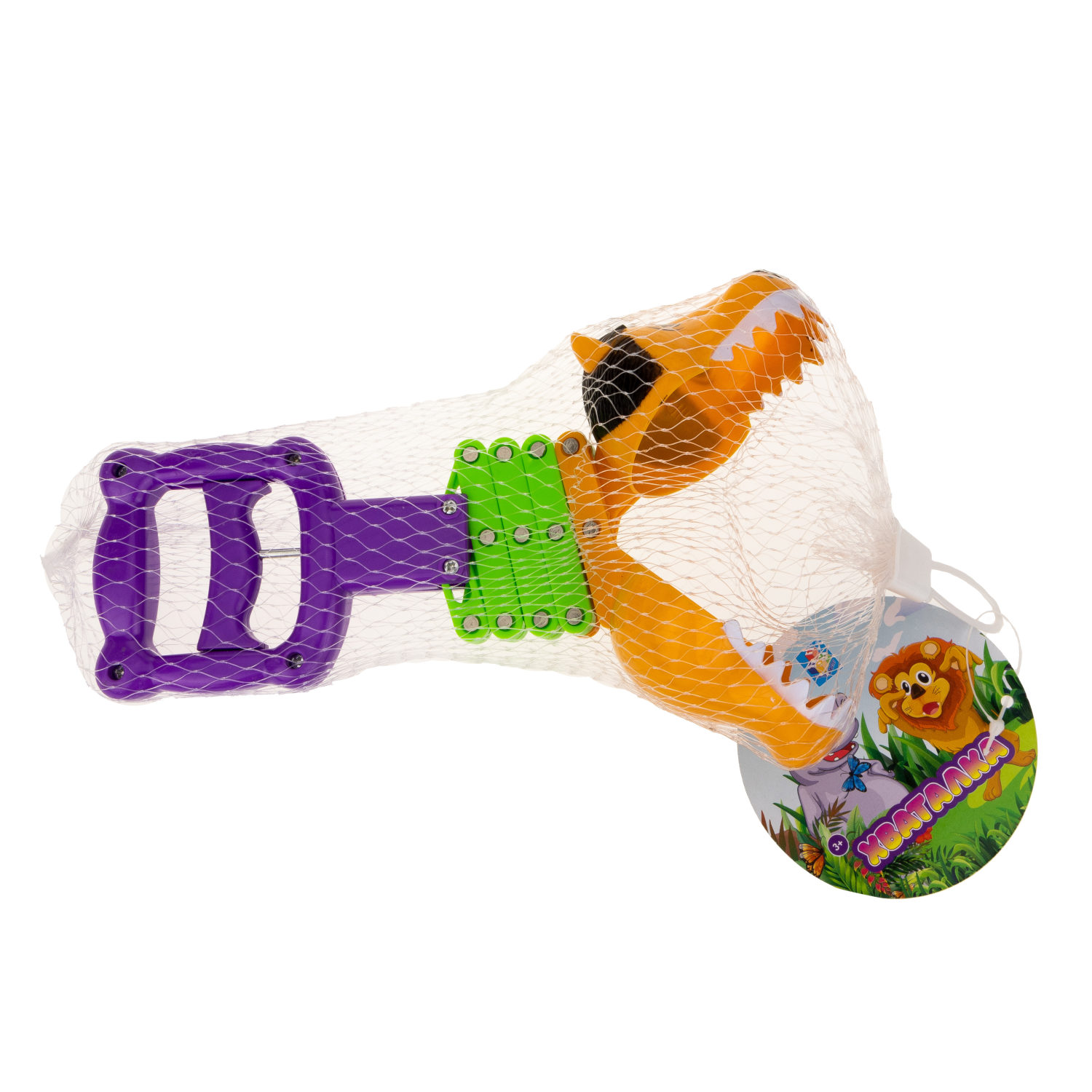 1TOY Хваталка в виде головы животного 19,5 см., 2 вида., бирка, сетка