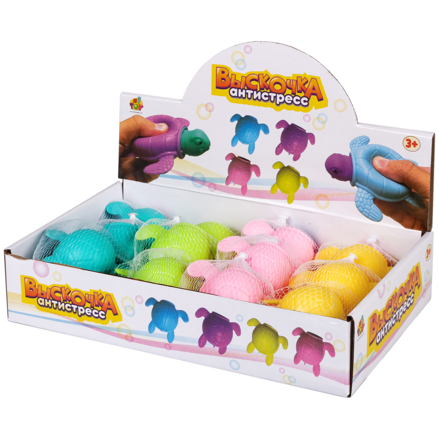 1TOY Жмяка "Выскочка. Черепаха" 9х6,5х6,5 см, 4 цвета в ассортименте