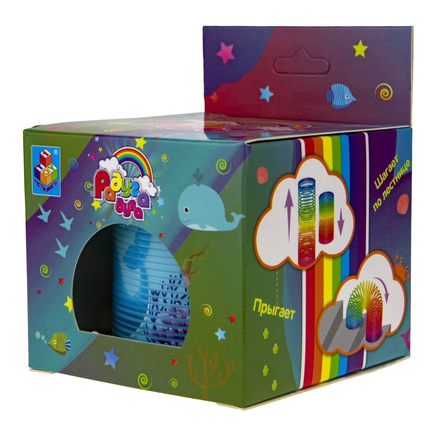 1TOY пружинка Радуга-Дуга морские обитатели, 4 вида в ассортименте