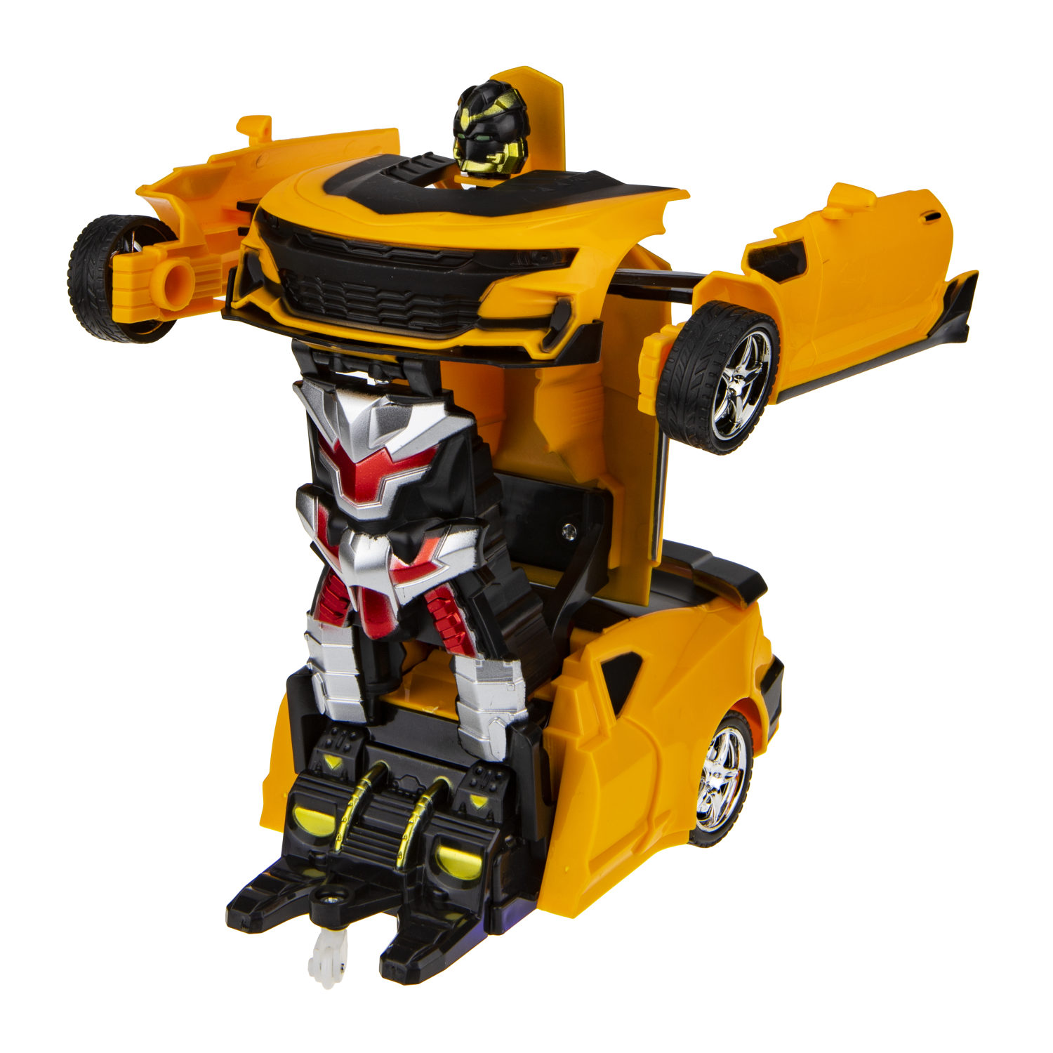 1TOY Трансботы, 1:18 на р/у 27МГц, трансформирующийся в легковую машину 20 см, желто-черный