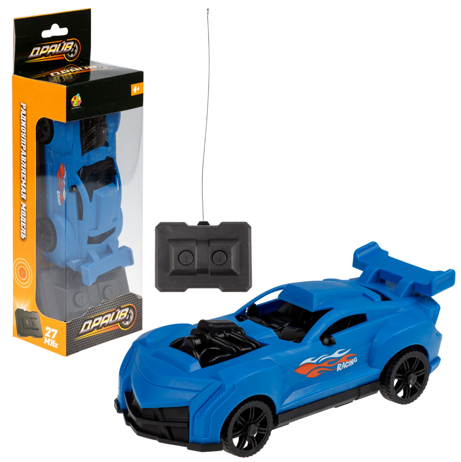 Машинка на пульте управления 1TOY Драйв Спорткар , 1:35, 27 МГц, 2 канала, синяя
