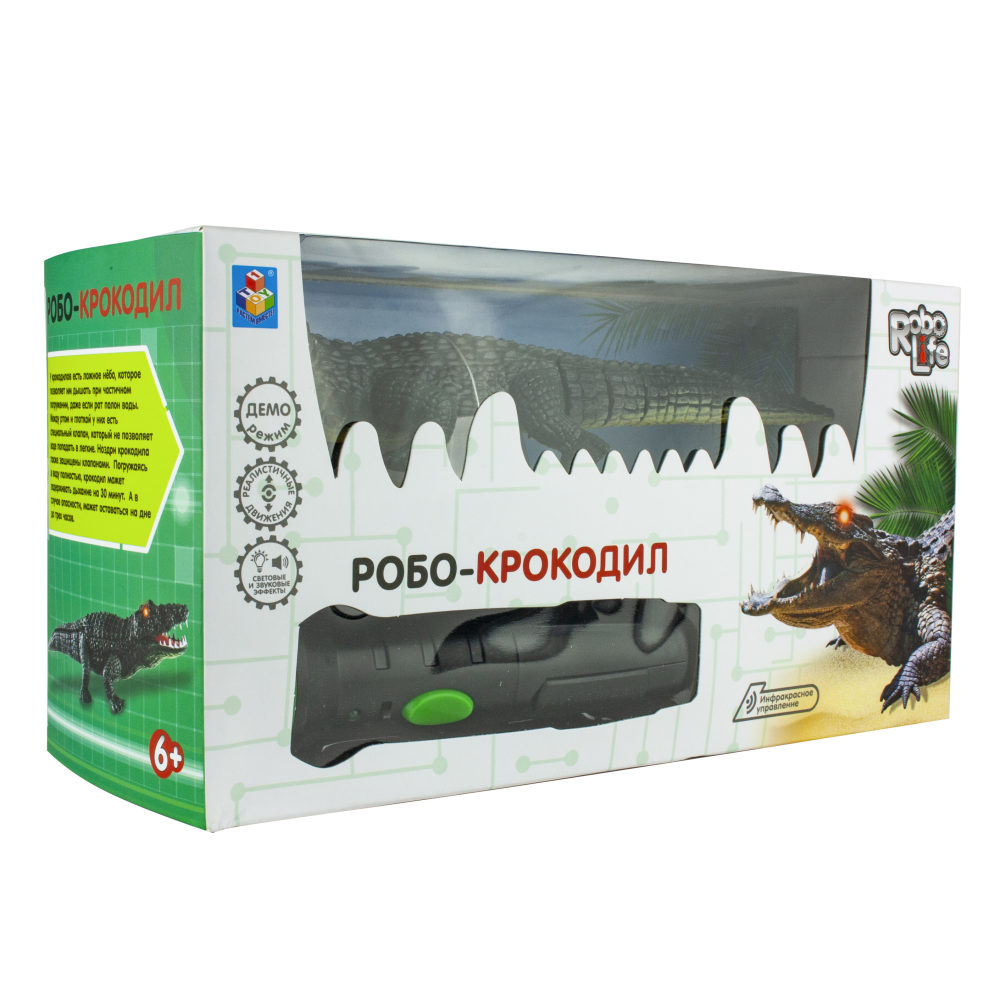 Интерактивная игрушка на пульте управления 1TOY Робо- крокодил со световыми и звуковыми эффектами