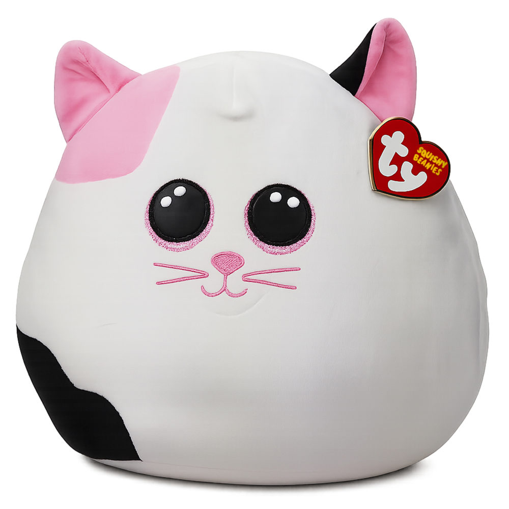 Мягкая игрушка TY Squish-A-Boos бело-розовая Кошечка Muffin, 35 см