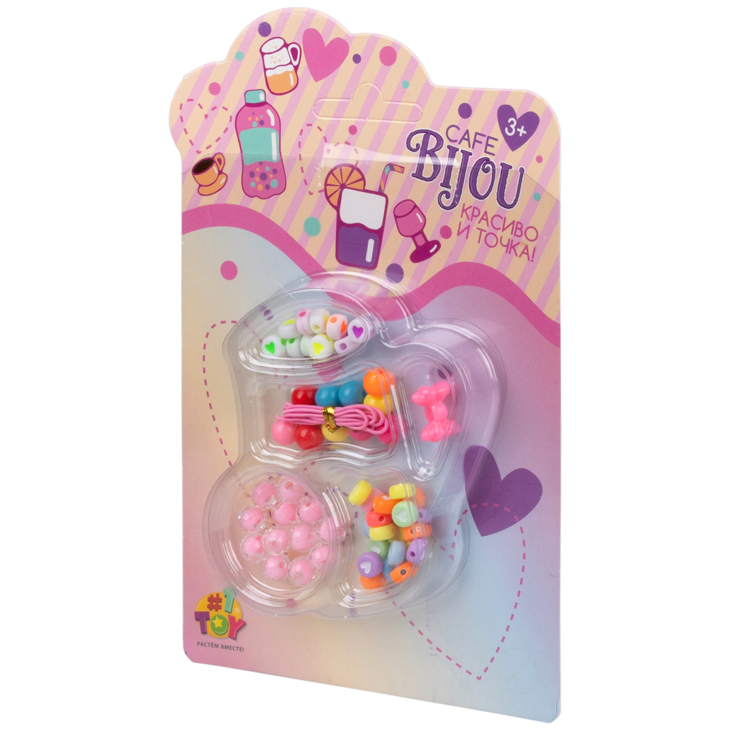 1TOY наб.бусин."Café Bijou" напитки 5 видов в асс., блистер 12*19см, 20 шт.в дб.