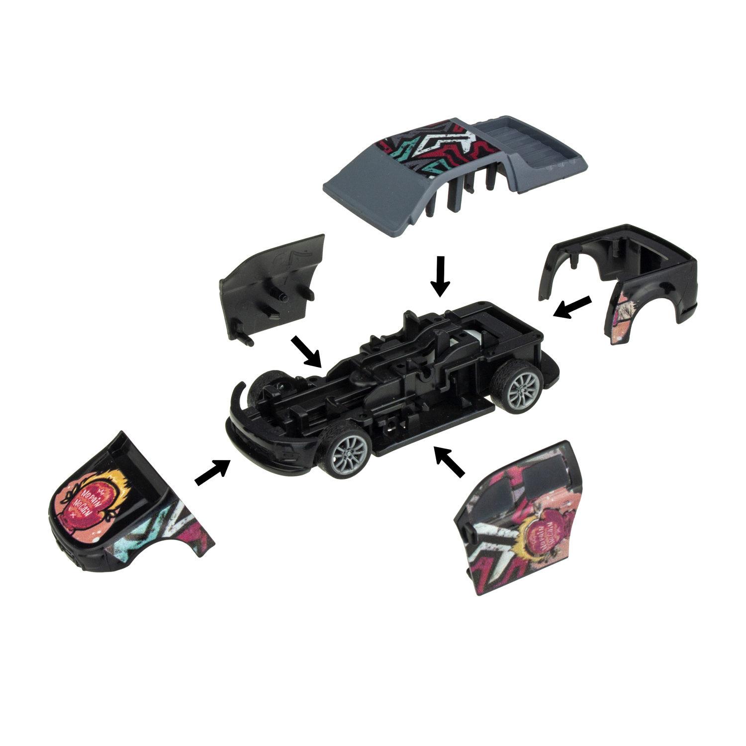 Машинка инерционная 1TOY CrashFest Boxer 2в1, разборная, гоночная, спортивная, 10 см