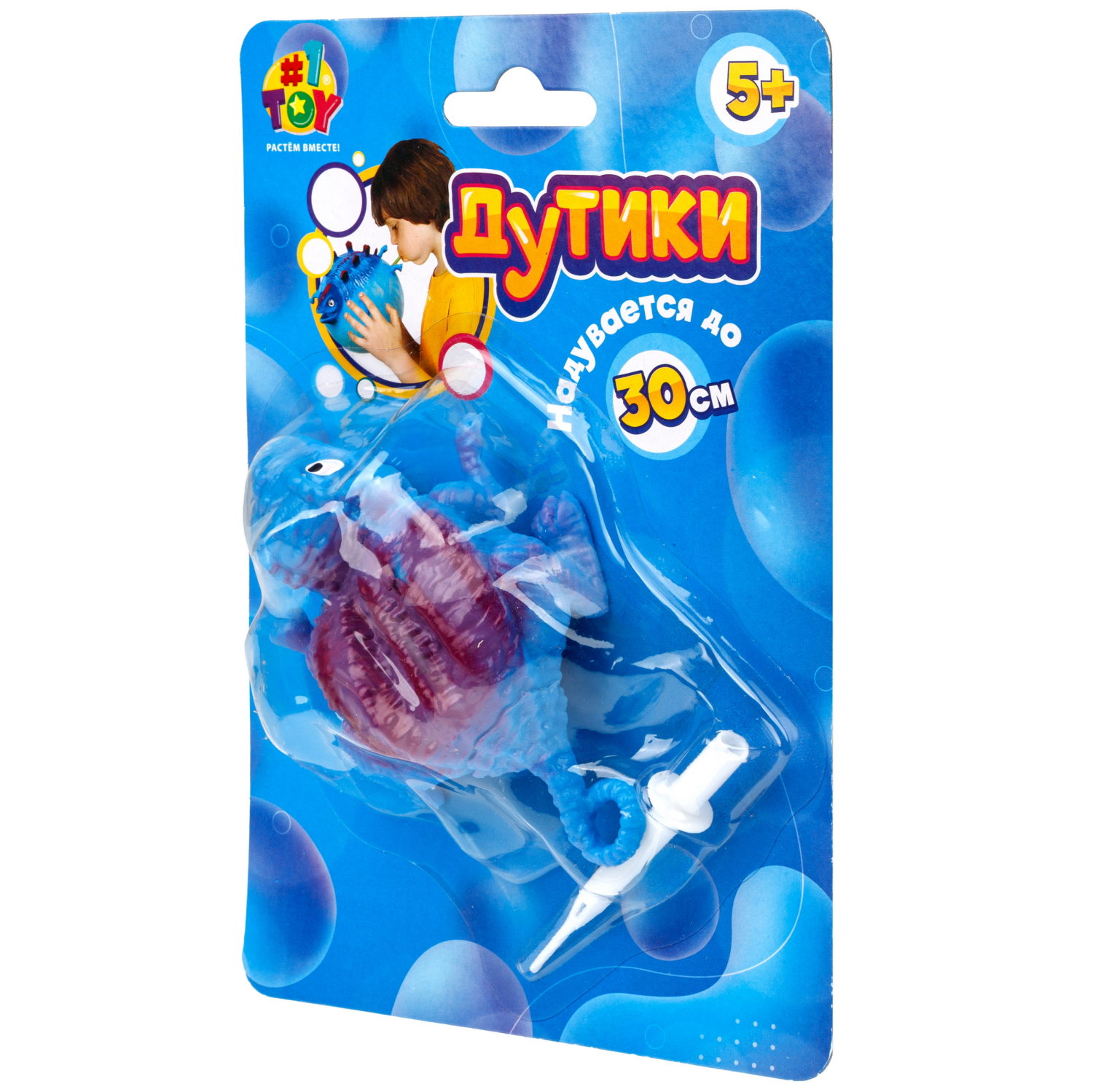 Игрушка ДУТИКИ 1TOY Динозавры, максимальный размер 30 см, 4 вида, синий