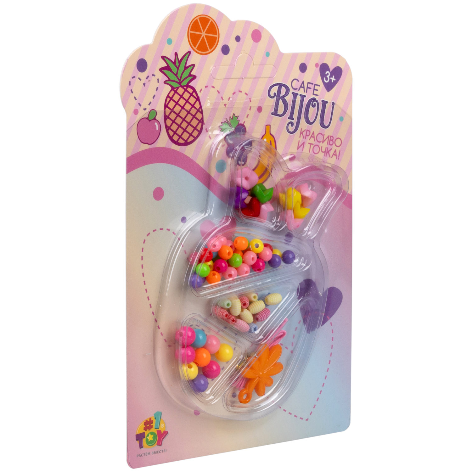 1TOY наб.бусин."Café Bijou" фрукты 5 видов в асс., блистер 12*19см, 20 шт.в дб.