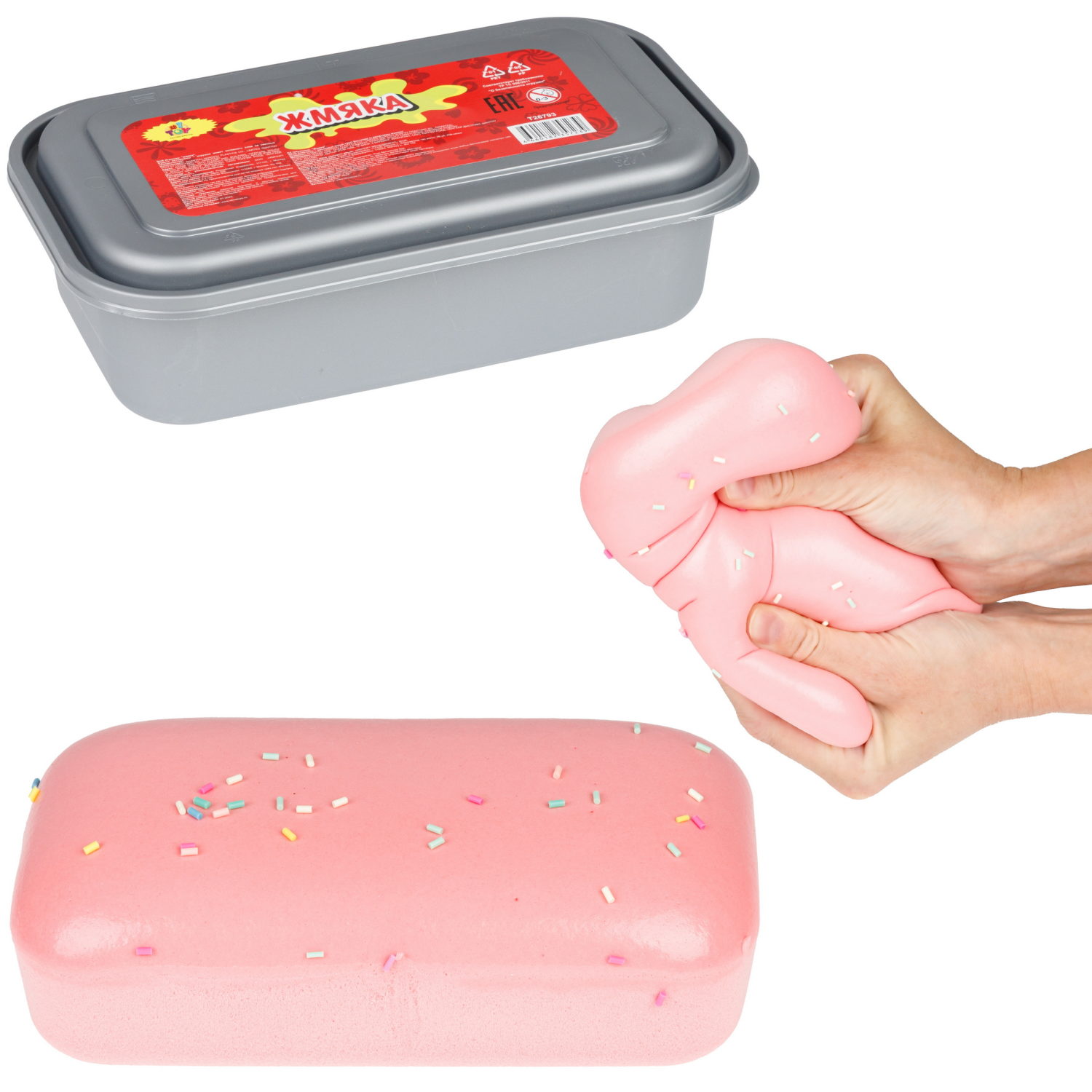 Игрушка-антистресс 1TOY Сквиш, мороженое в коробке, с ароматом клубники, 21,5х12,5х6,5 см