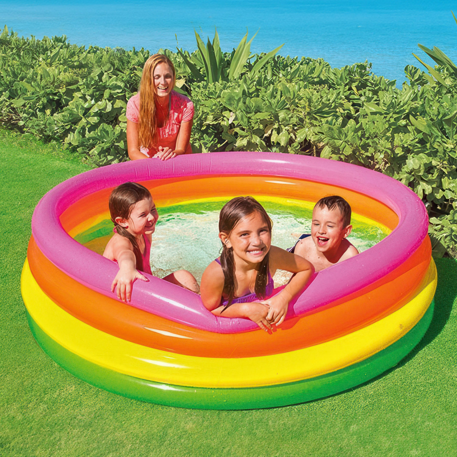 Бассейн детский надувной Intex Интекс для купания, для воды, для дачи, из винила, круглый, от 2 лет