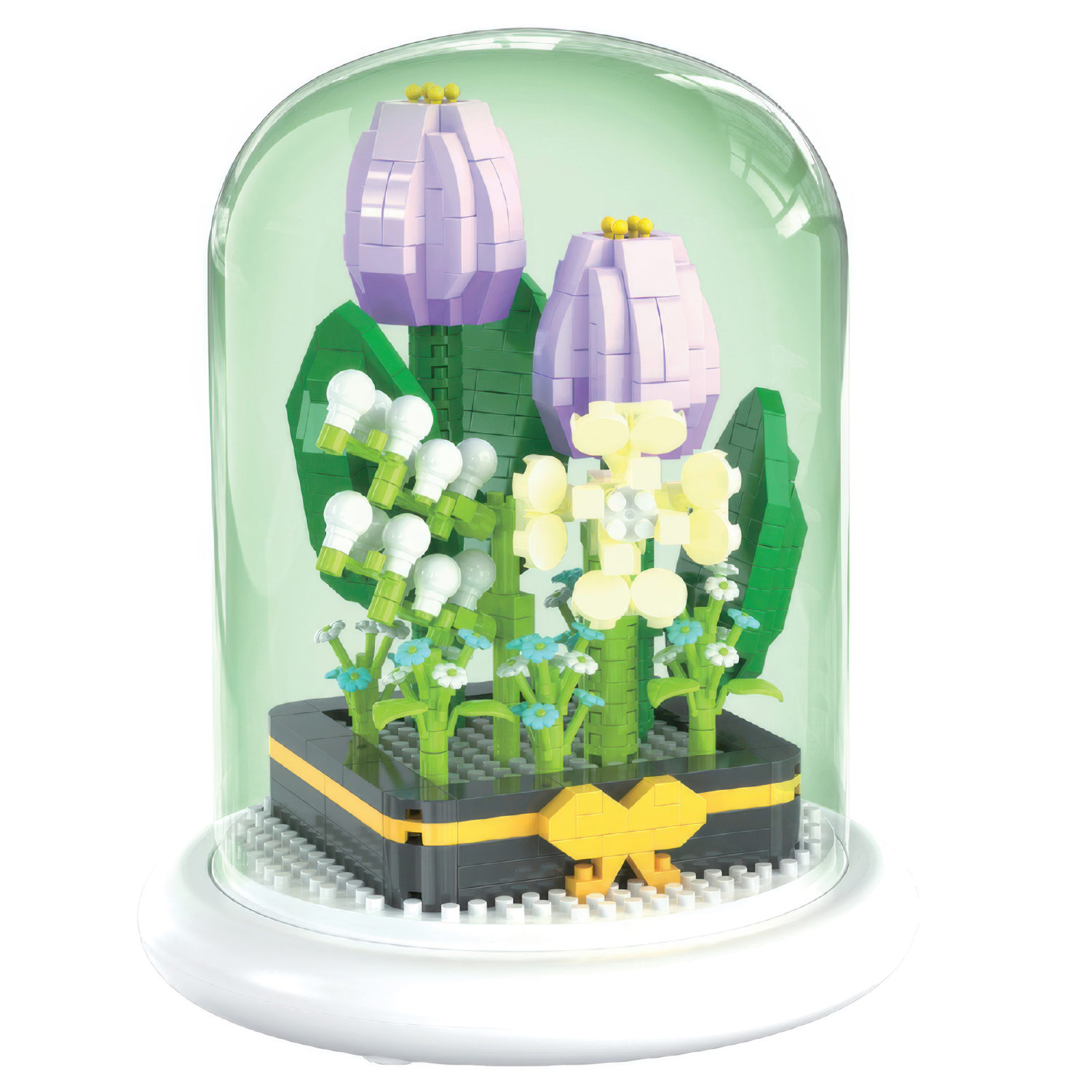 Конструктор 1TOY Blockformers Цветочная коллекция "Тюльпаны", в колбе, со светом, 620 деталей