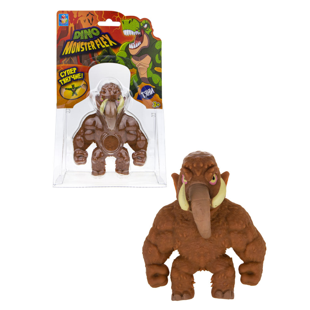 Тянущиеся фигурки 1TOY Monster Flex Dino, Мамозавр, монстр тянучка, 14 см