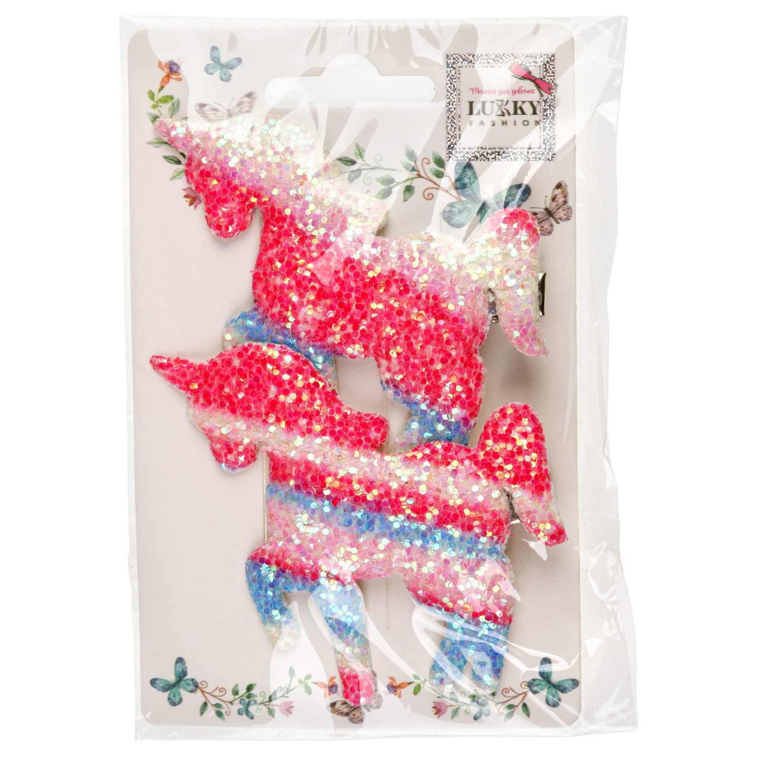Заколки для волос Lukky Fashion Единорог детские, для девочки, зажимы, 3 цвета в ассортименте, набор 2 шт.