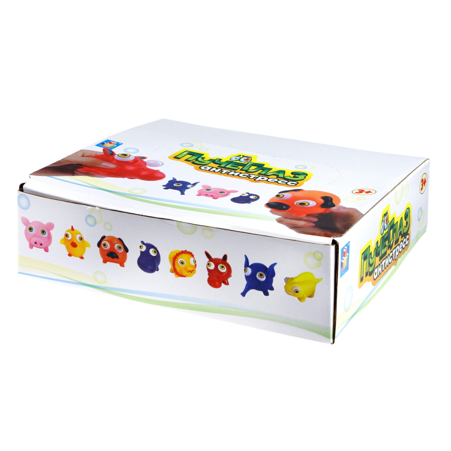 1toy Пучеглаз-антистресс "Животные мини" 8,2х7x6,8 см, 12 видов в асс., 12 шт. в д/б