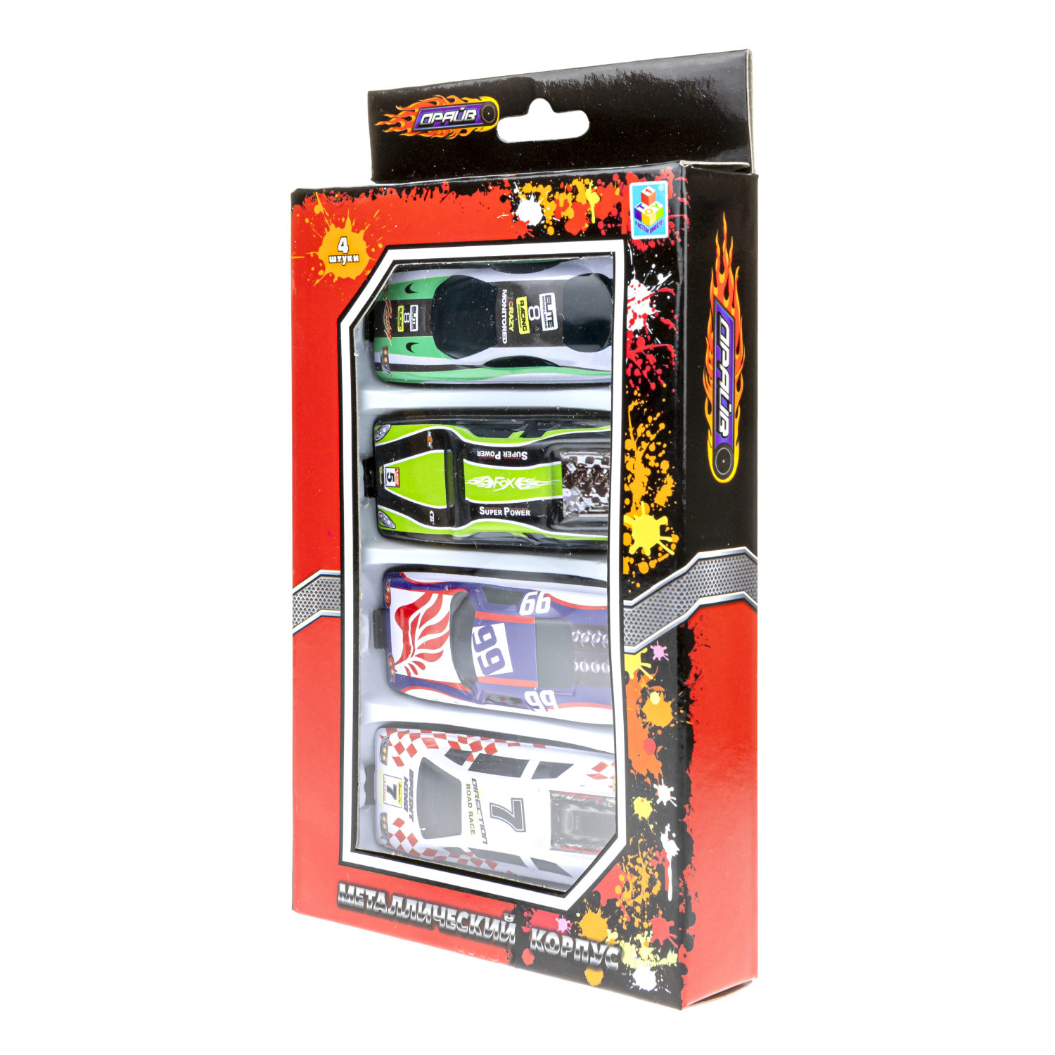 Набор металлических машинок 1TOY Драйв, гоночные, маленькие, 7 см, 4 шт.