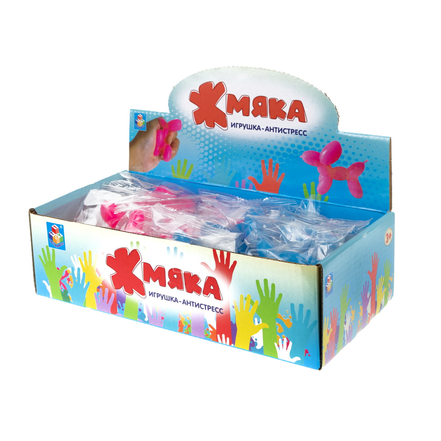 1toy Жмяка собака-воздушный шарик  7,5х6х3 см, 2 вида в асс., 12 шт. в д/б