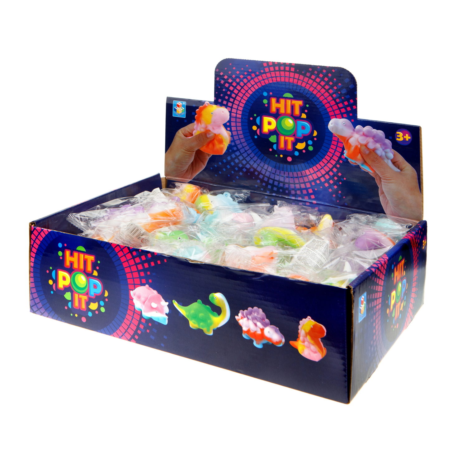 1TOY жмяка Hit Pop It "Динозавр", 9,5х6,3х8,4 см, 4 вида в ассортименте