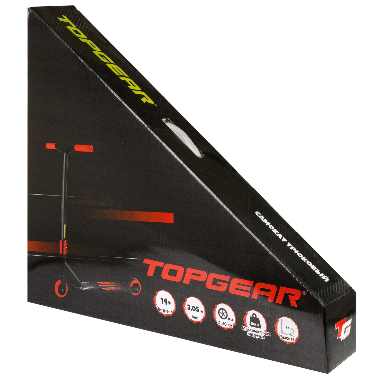 Самокат трюковый Topgear, 2-х кол. PU 2х100 мм, неопреновые грипсы, 65*48*79 см, до 100 кг, черно-серый