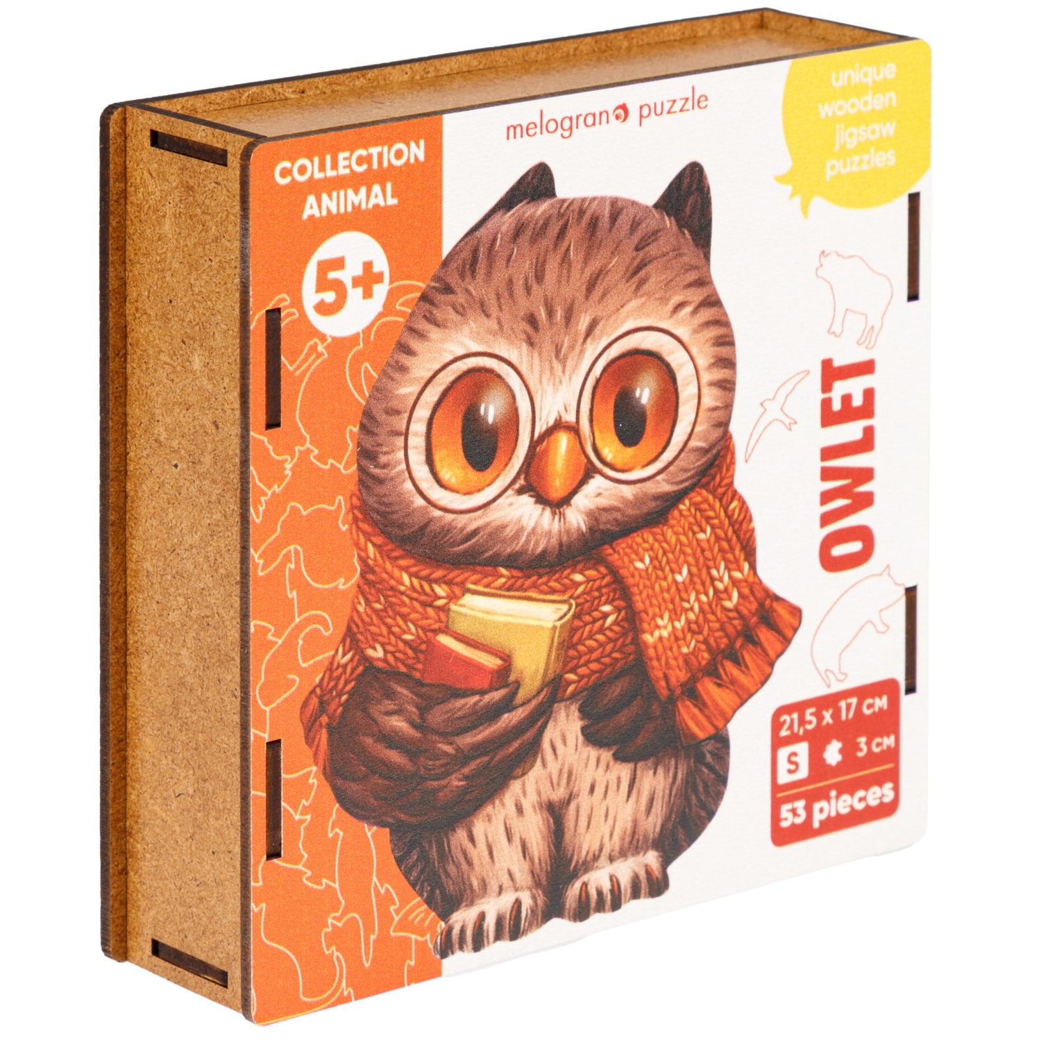 Деревянные пазлы Collection Animals Совенок ученик, 53 детали