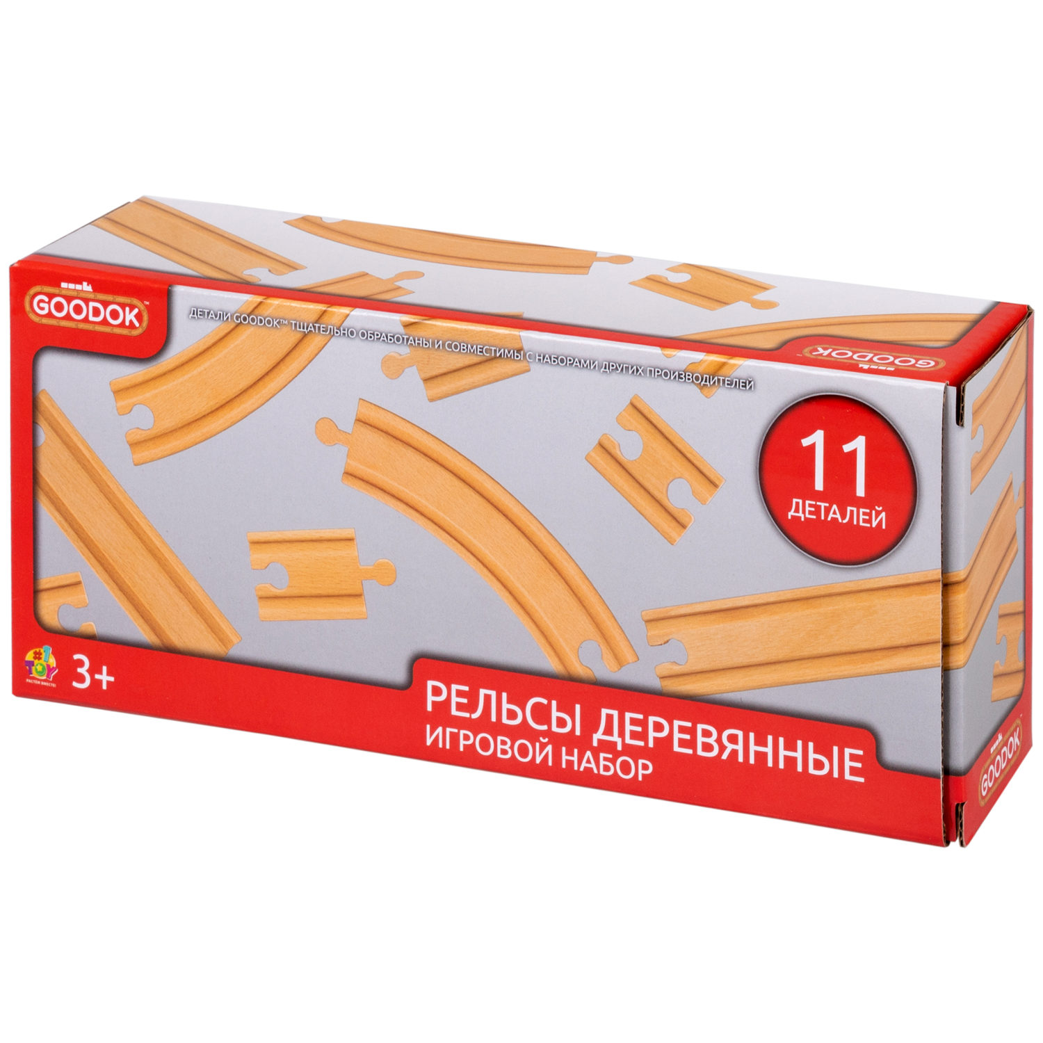 Рельсы для деревянной железной дороги 1TOY Goodok , базовые, 11 шт.