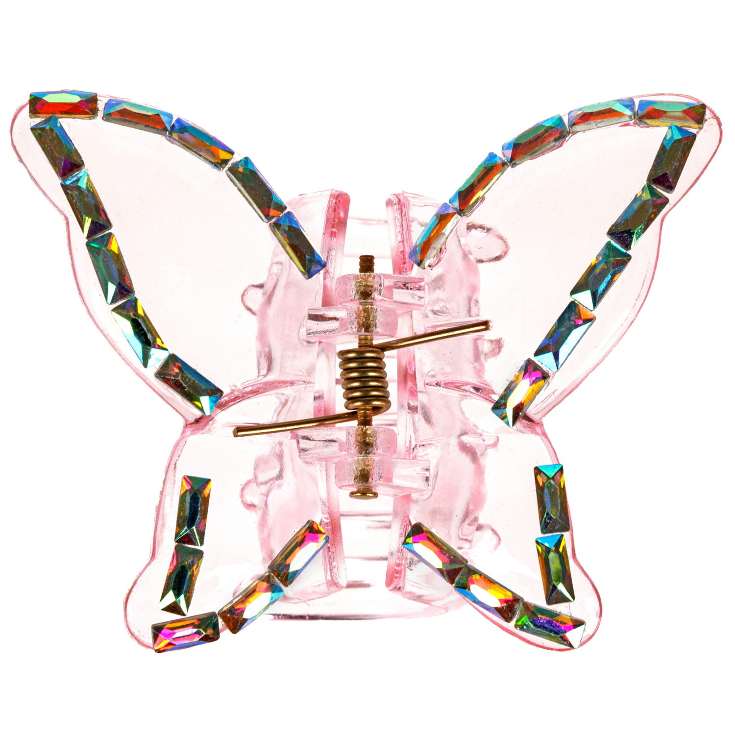 Lukky Fashion заколка-краб д.волос Бабочка Crystal с голограф.отделкой,4 цв.:золотой/розовый/малиновый/серебряный микс