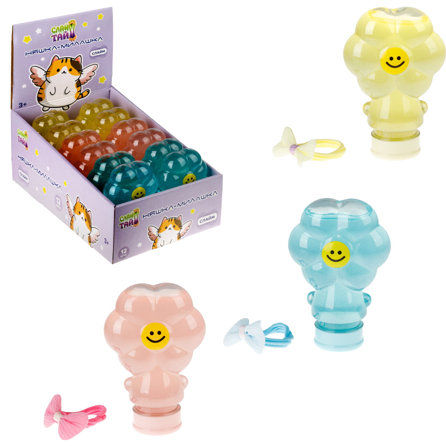 Антистресс-игрушка 1TOY Крутой замес Слайм цветок в банке, 8,3х4,7х12,4 см