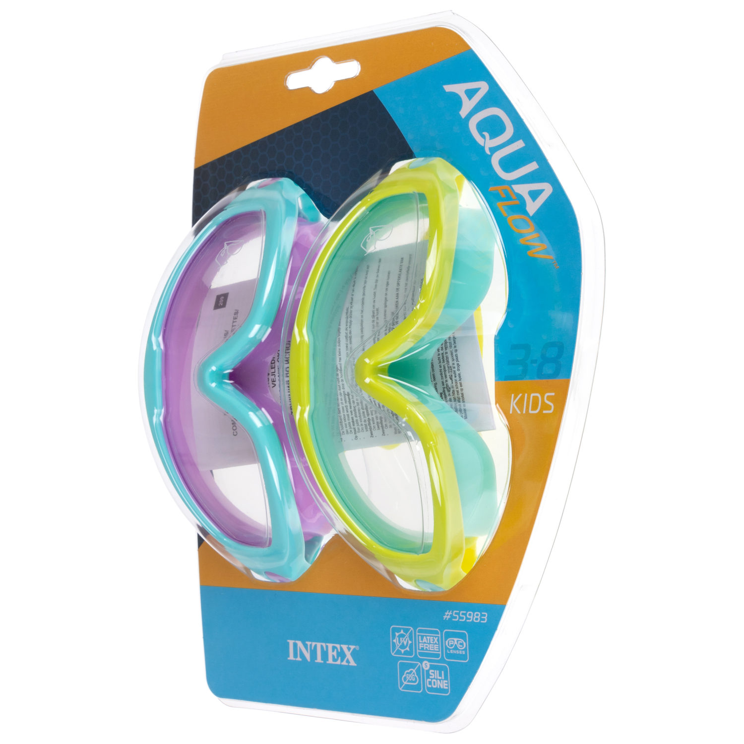 Очки-маска для плавания детская Intex Интекс, набор, 3-8 лет