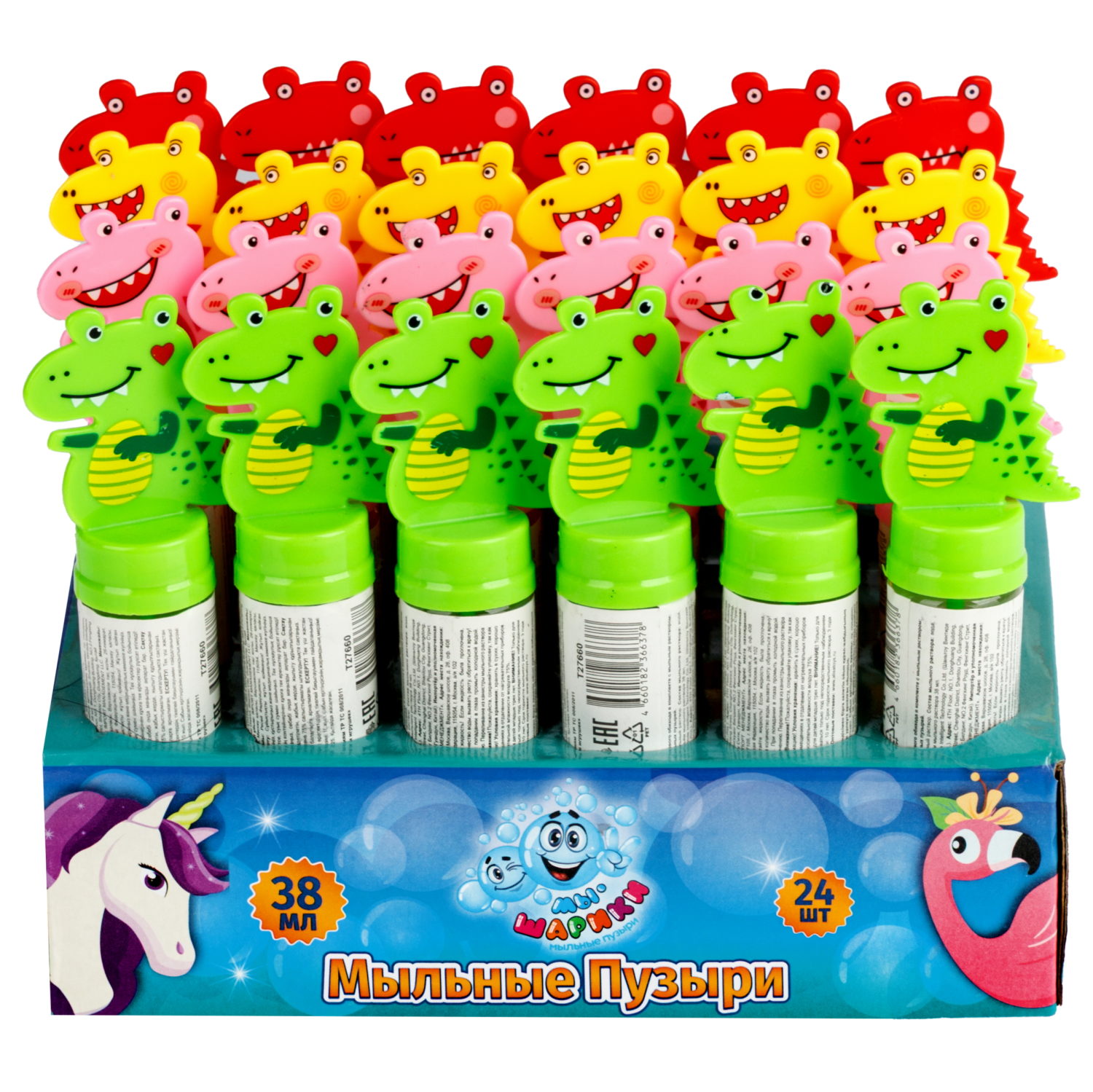 1toy Мы-шарики! мыл. пузыри колба с кругляшом динозаврики, 38 мл, 24 шт в д/б