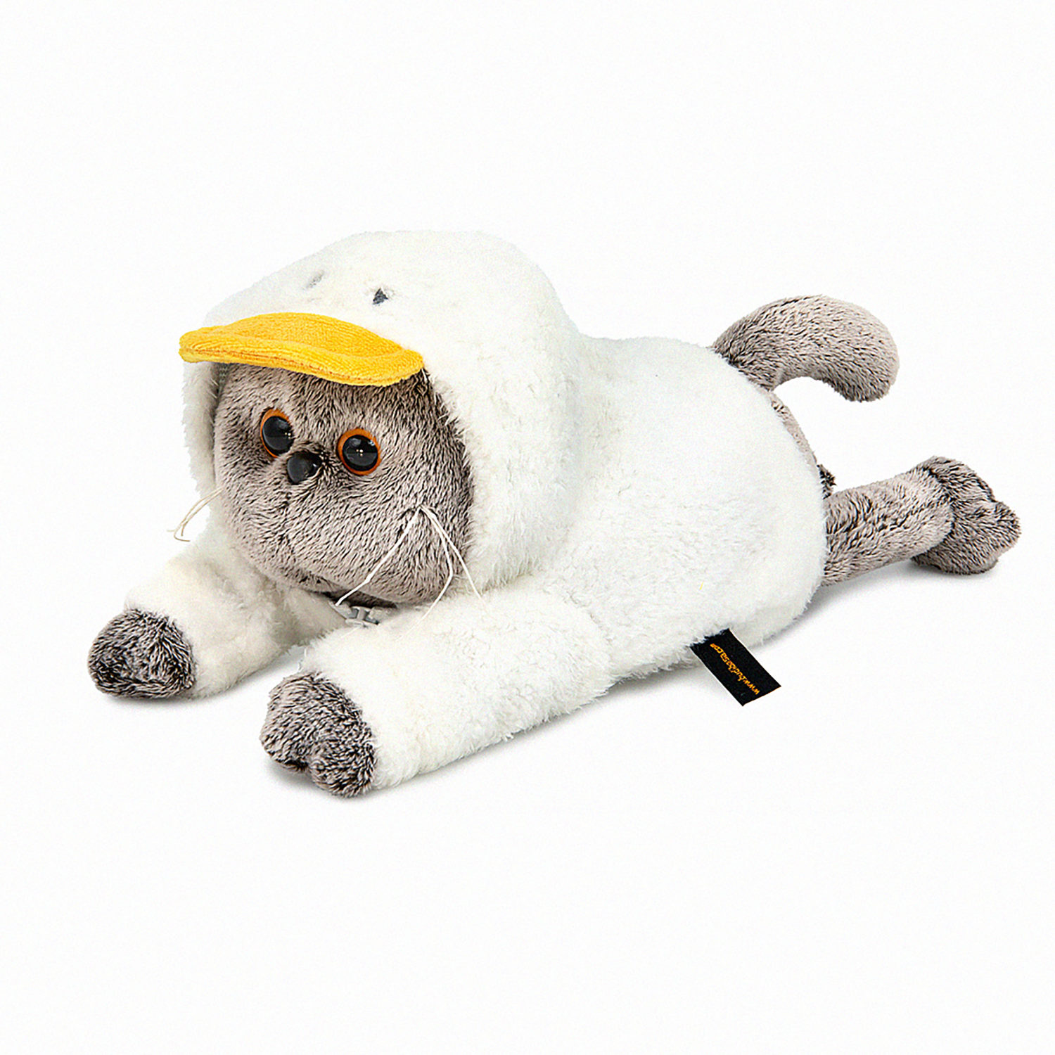 Мягкая игрушка Кот Басик в худи "Гусик" (лежачий), 19 см