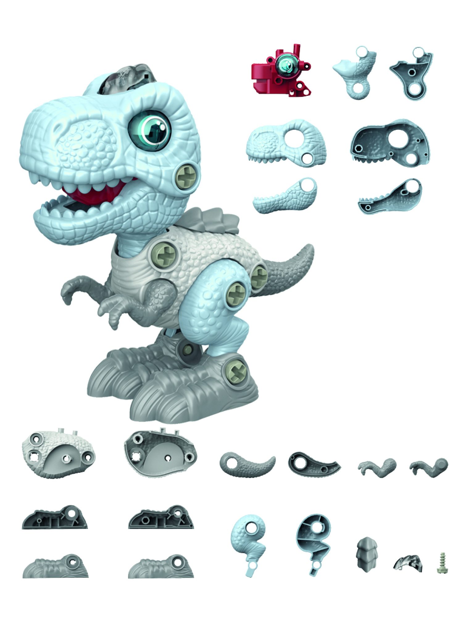 Интерактивная игрушка динозавр 1toy RoboLife Тираннозавр, детская, музыкальная, конструктор, робот, со световыми эффектами, для девочек и мальчиков