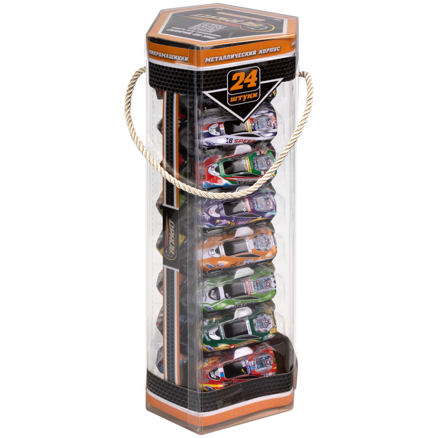 Набор металлических машинок 1TOY Драйв, инерционные, гоночные, маленькие, 6,8 см, 24 шт.