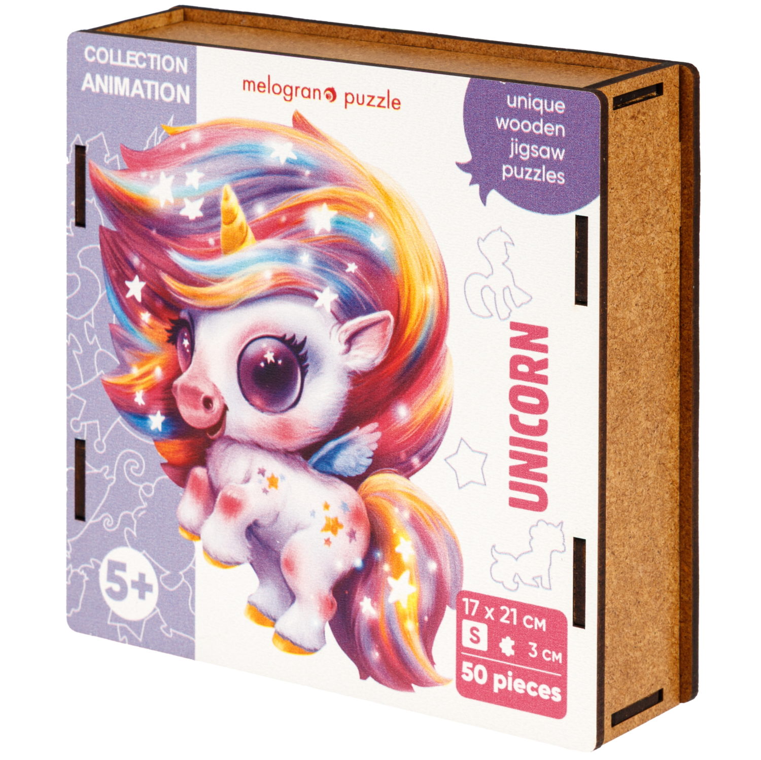 Деревянные пазлы Collection Animals Единорог Карамелька, 50 деталей