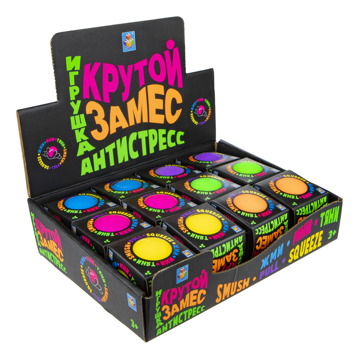 Крутой замес 1TOY, шар, 6см, 6 цветов, 12 шт в д/б