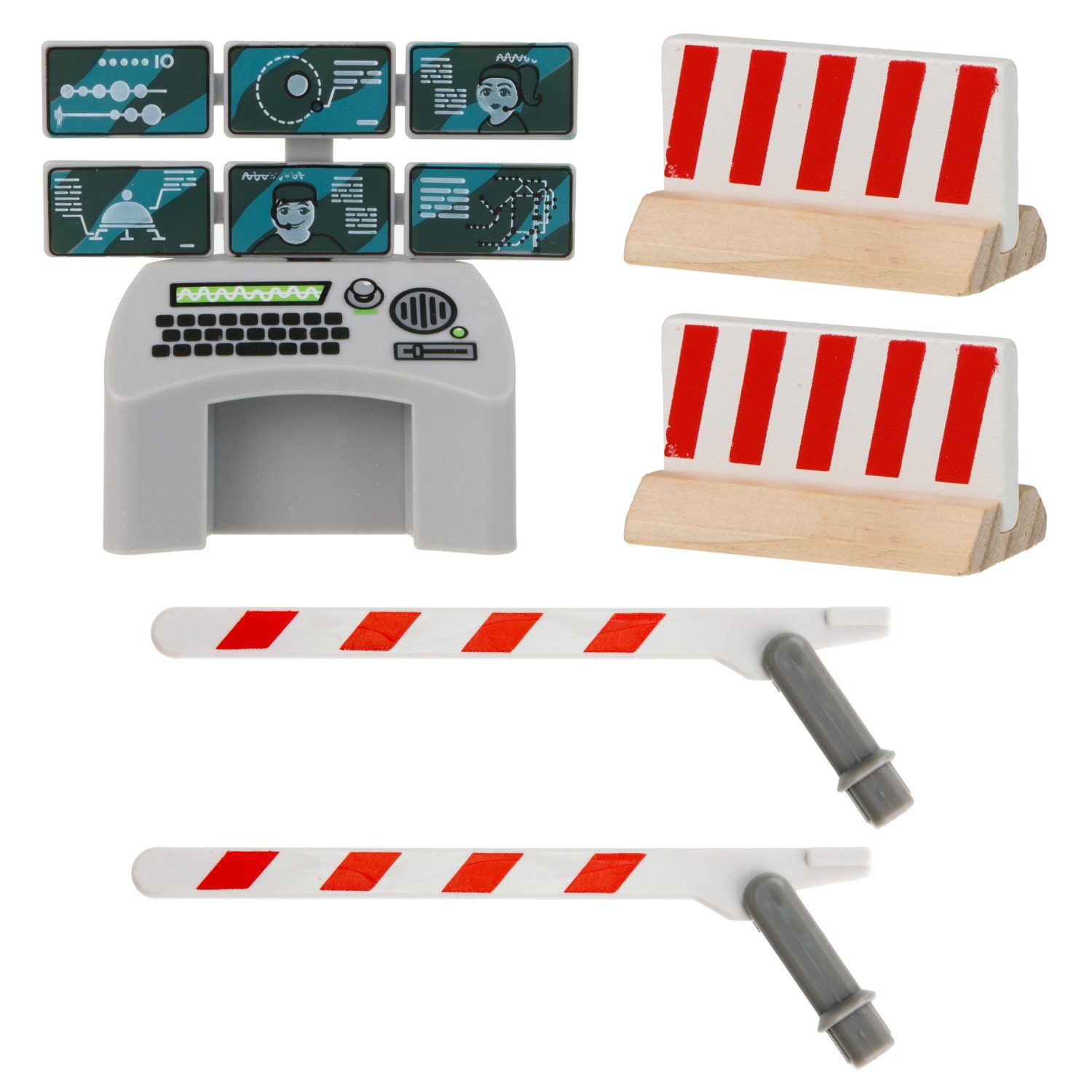 Деревянная железная дорога 1TOY GOODOK "Космопорт" с электропоездом и аксессуарами, 89 деталей