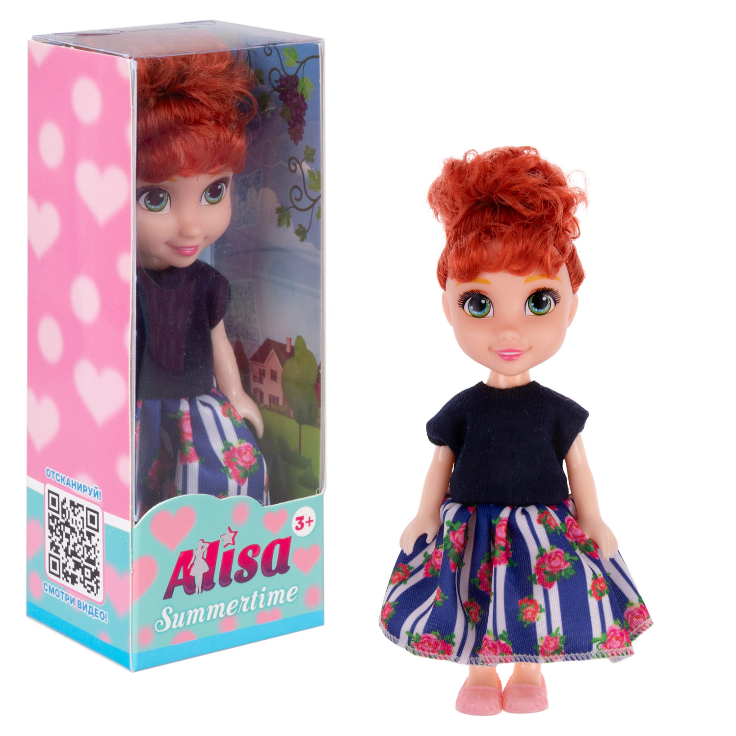 Кукла 1TOY ALISA SUMMERTIME, в тёмно-синей футболке, 16 см