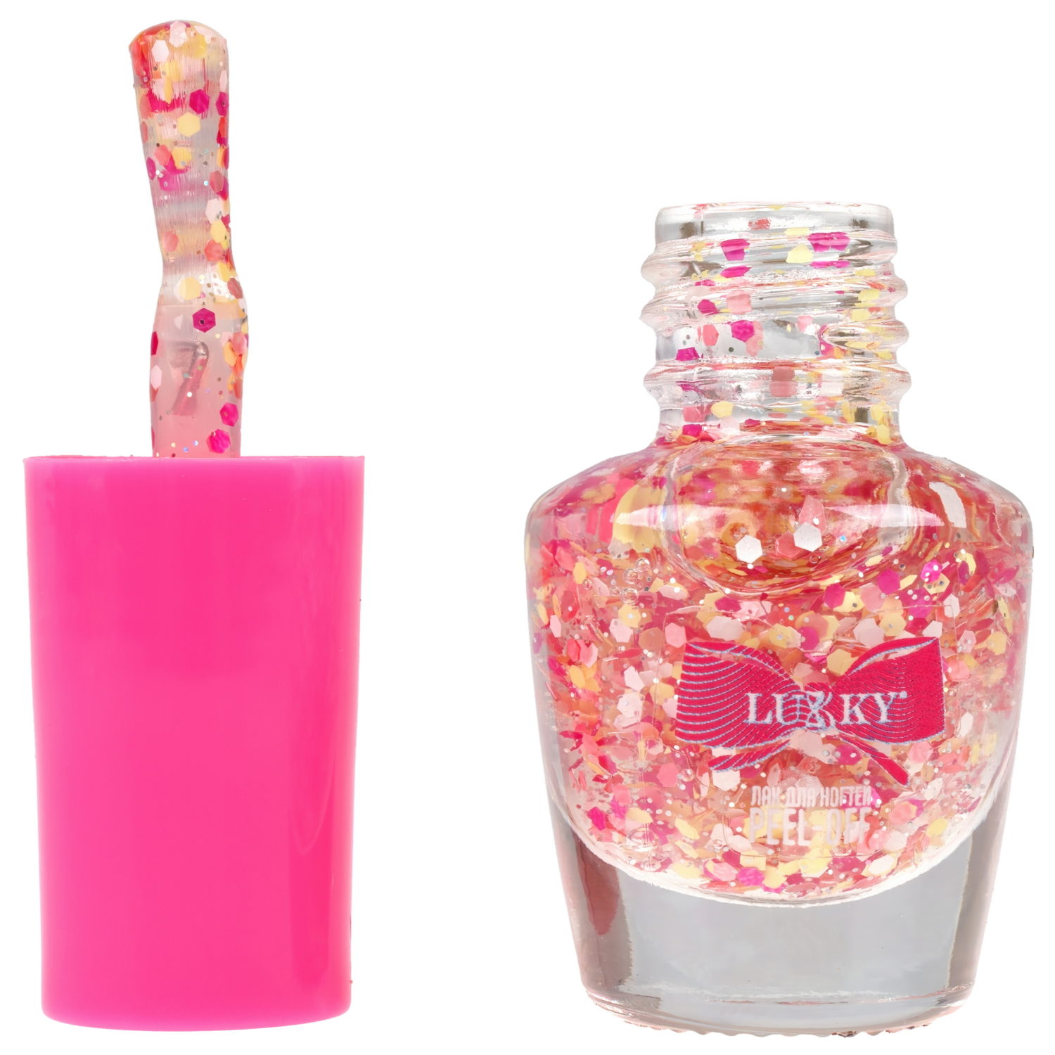 Lukky Fruitty Конфетти,лак для ногтей peel-off жемчужно-розовый микс,3,5ml,блистер