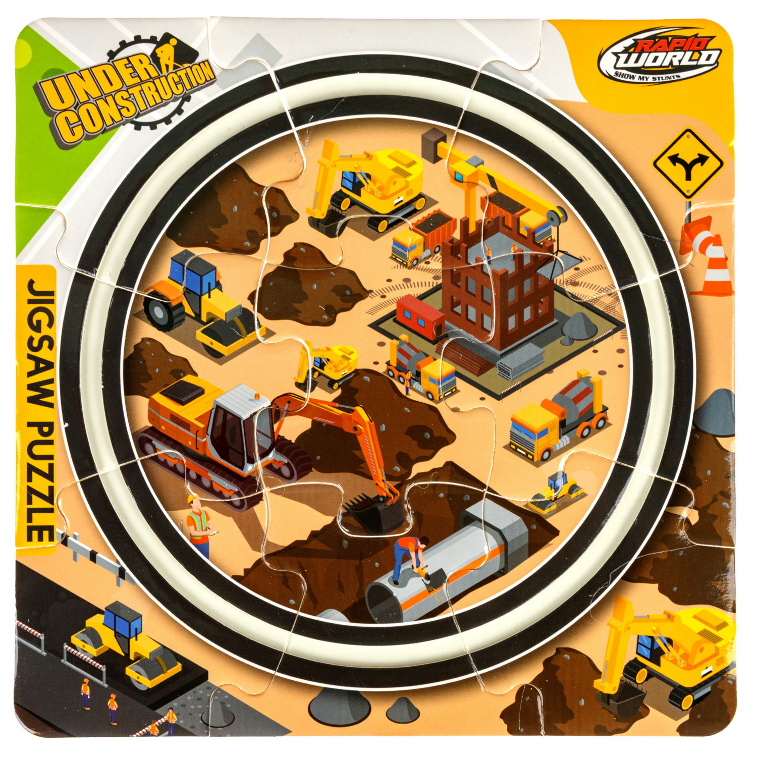 Игровой набор 1TOY Пазл-трек "Мегаполис" с машинкой, 4 вида, 10 деталей