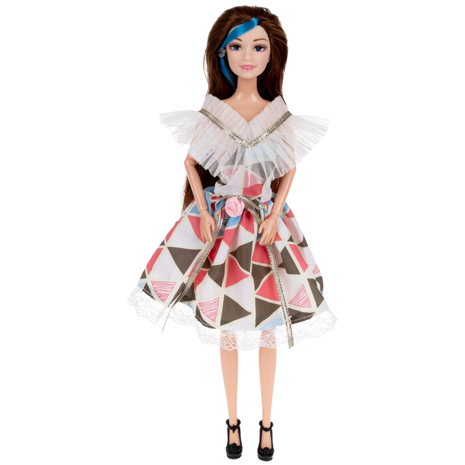 Кукла Alisa Weekend с голубой прядью, в цветном платье, с питомцем, переноской и аксессуарами, 29 см