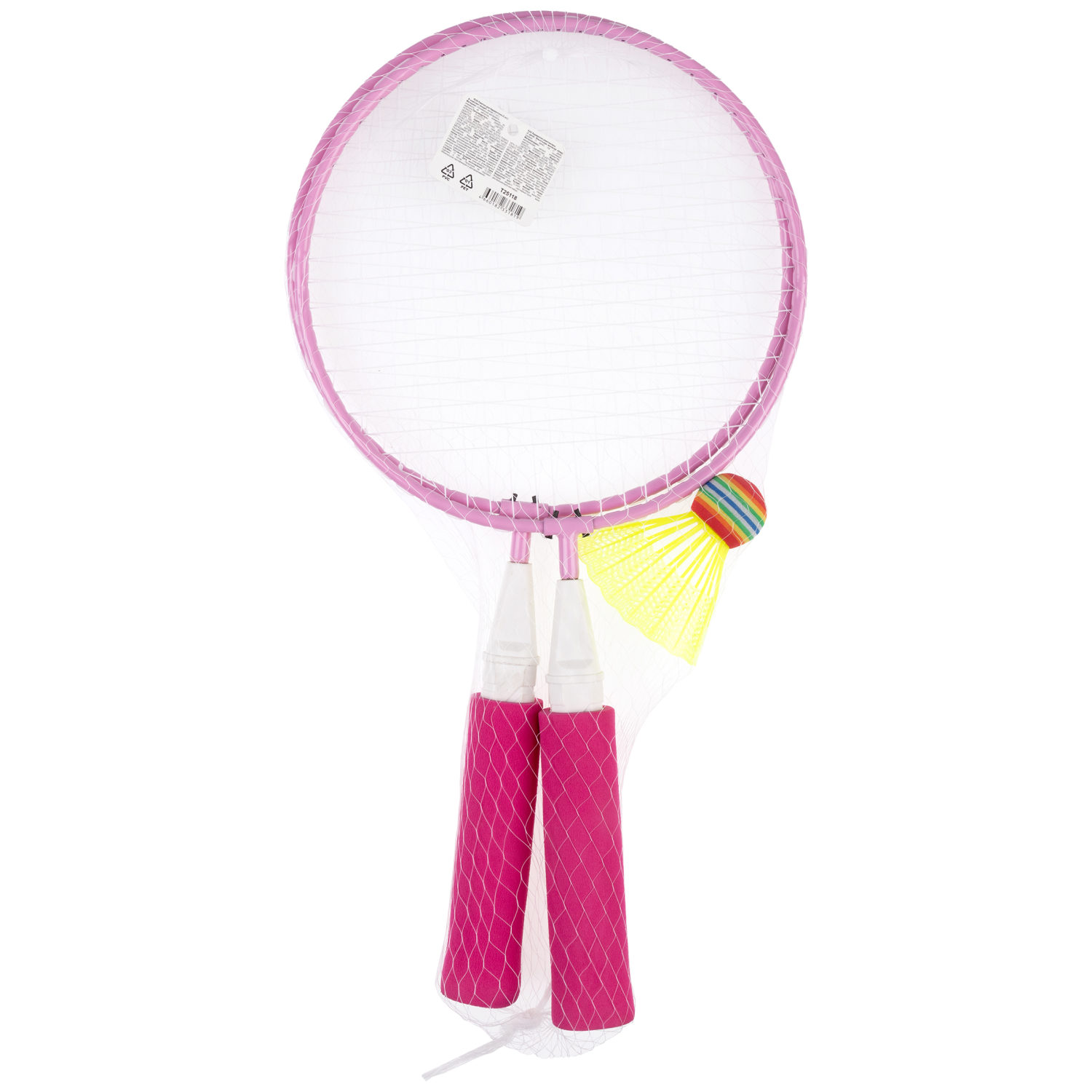 Бадминтон 1TOY 2 ракетки с мягкими ручками, 1 волан, малиновый